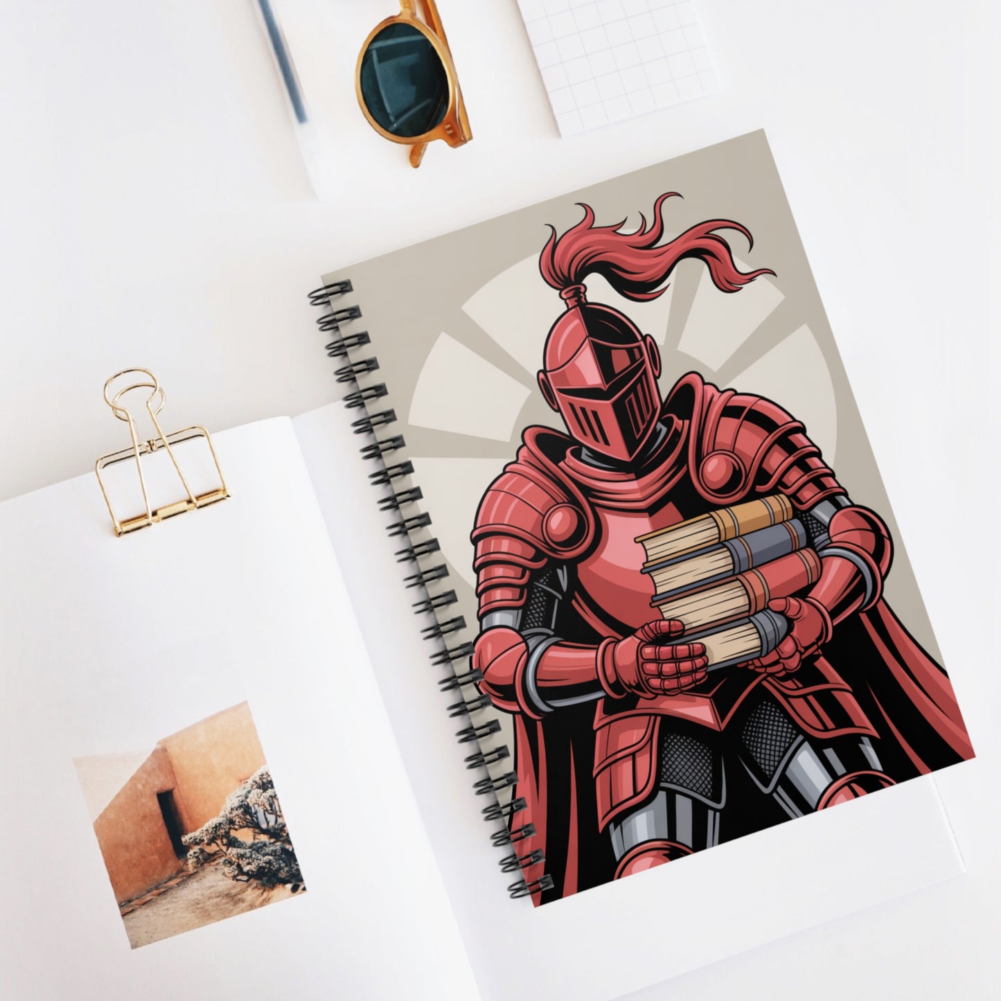 Cartoon Red Knight - Lined Spiral Notebook