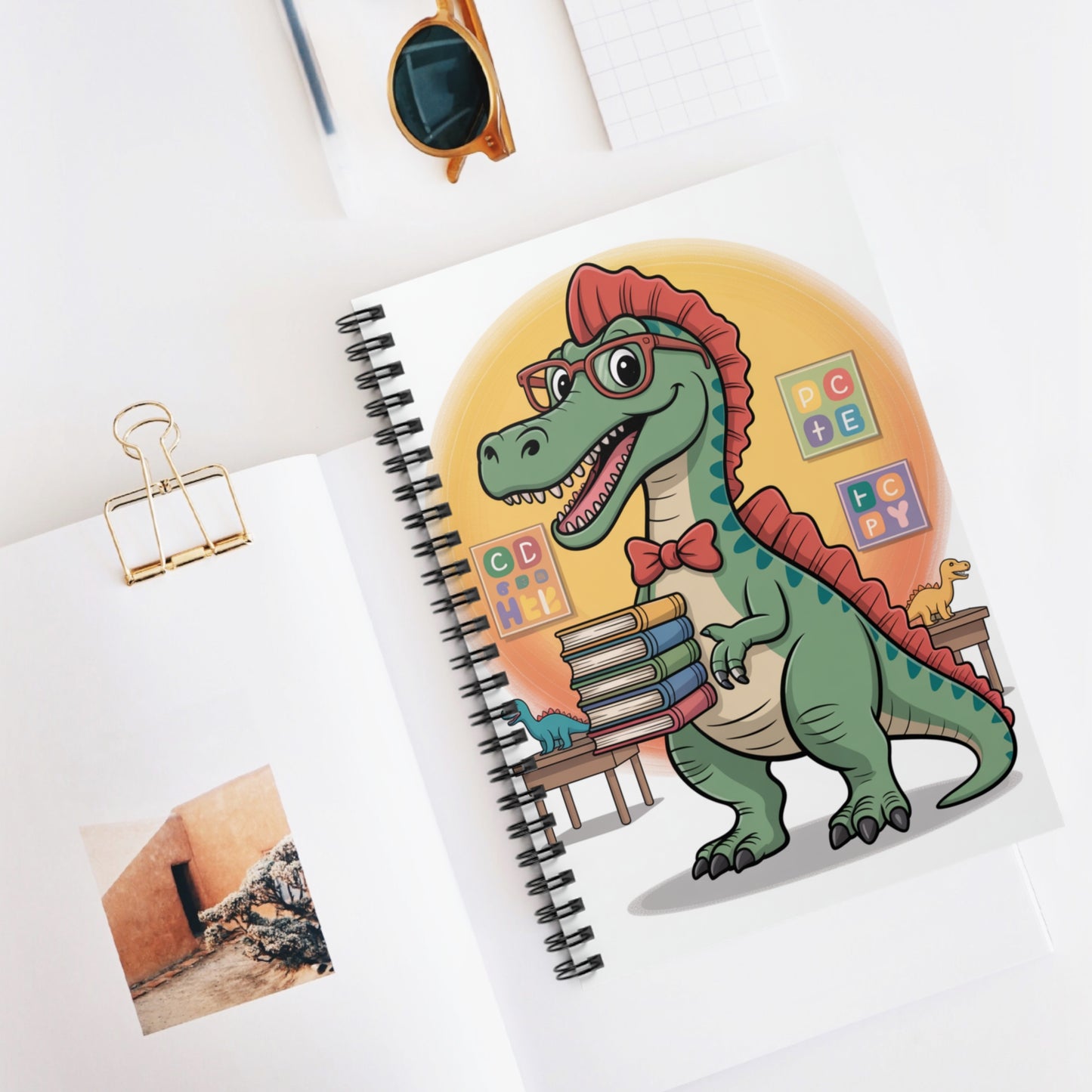 Cartoon Spinosaurus - Lines Spiral Notebook