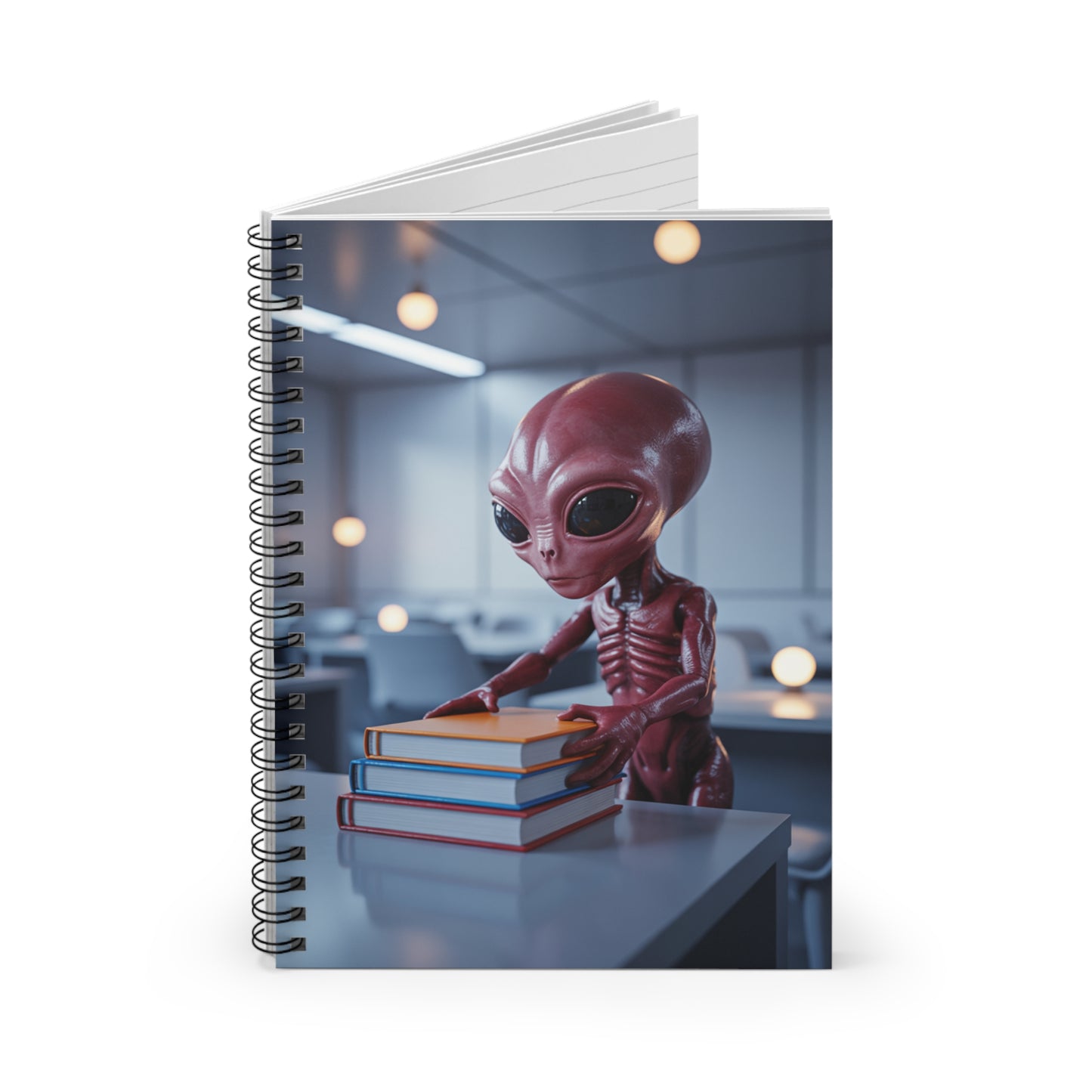 Red Alien - Lined Spiral Notebook