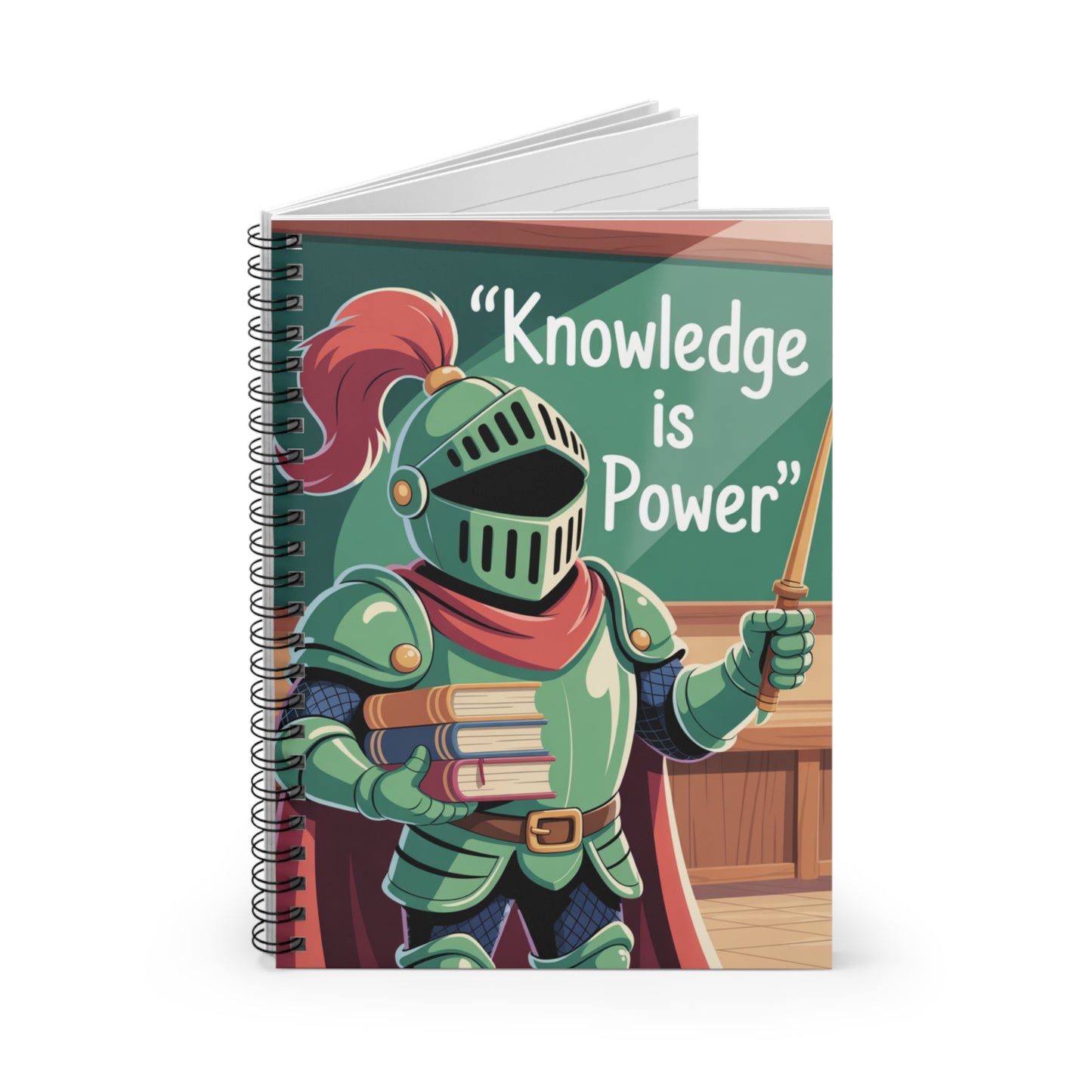 Cartoon Green Knight - Lined Spiral Notebook