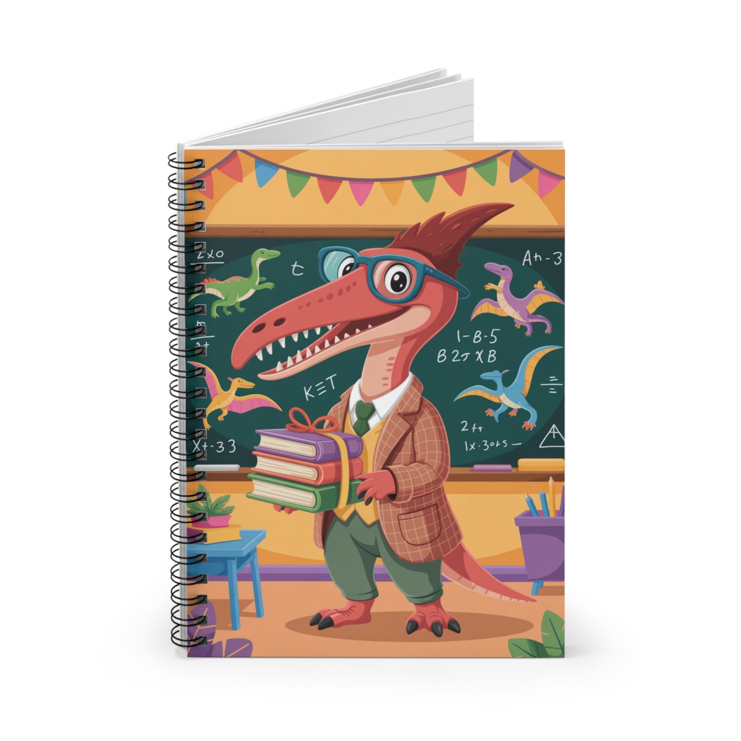 Cartoon Pteranodon - Lines Spiral Notebook
