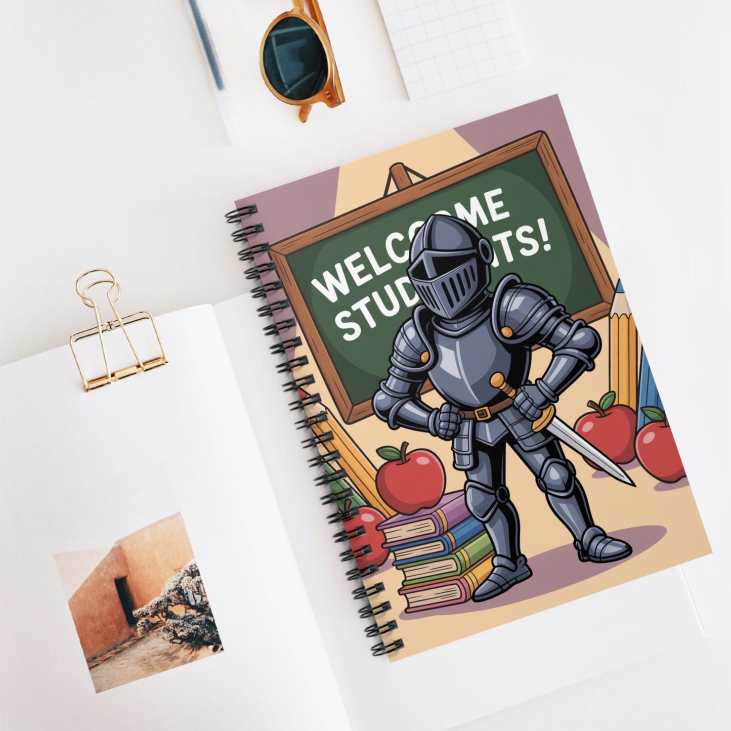 Cartoon Black Knight - Lined Spiral Notebook