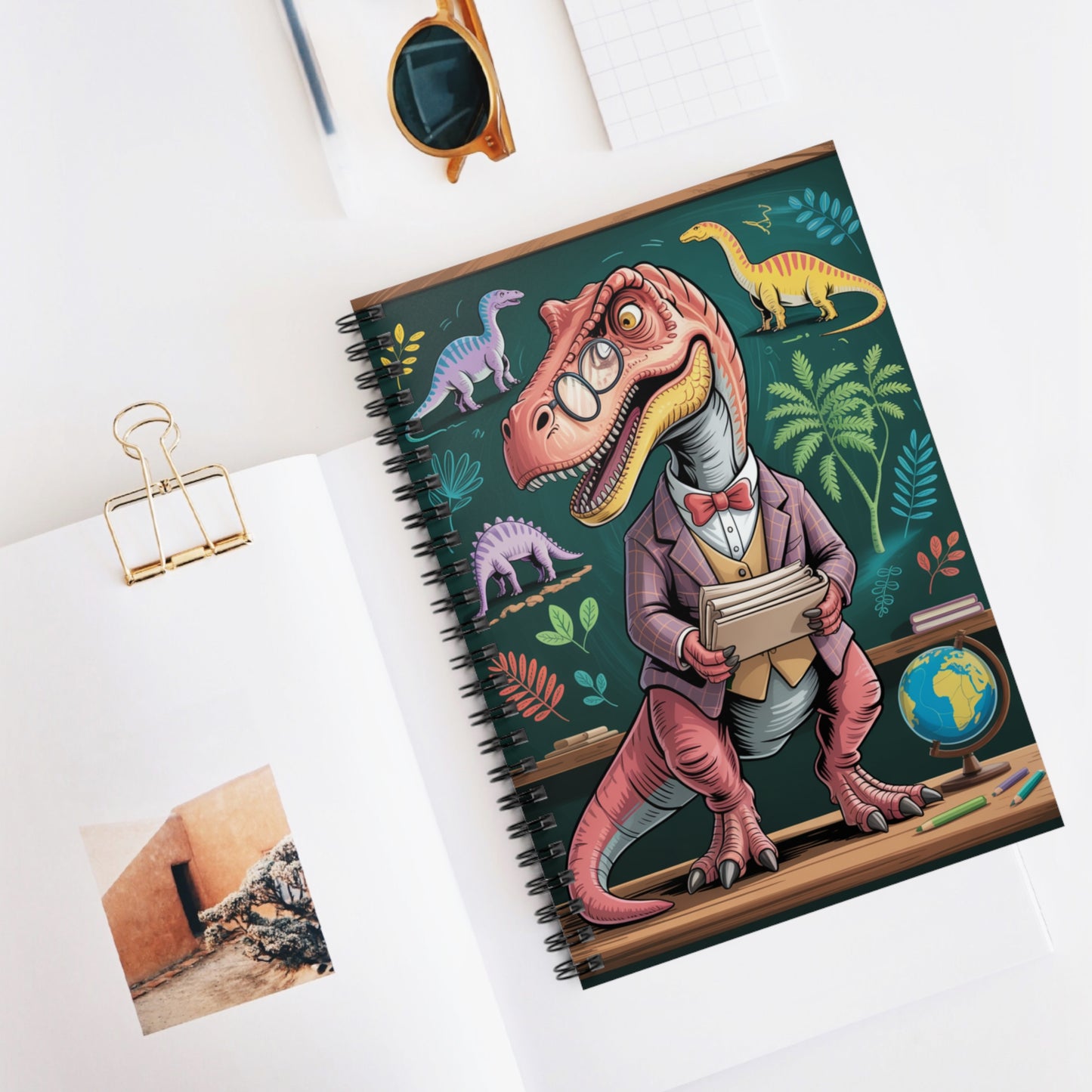 Cartoon Allosaurus - Lined Spiral Notebook