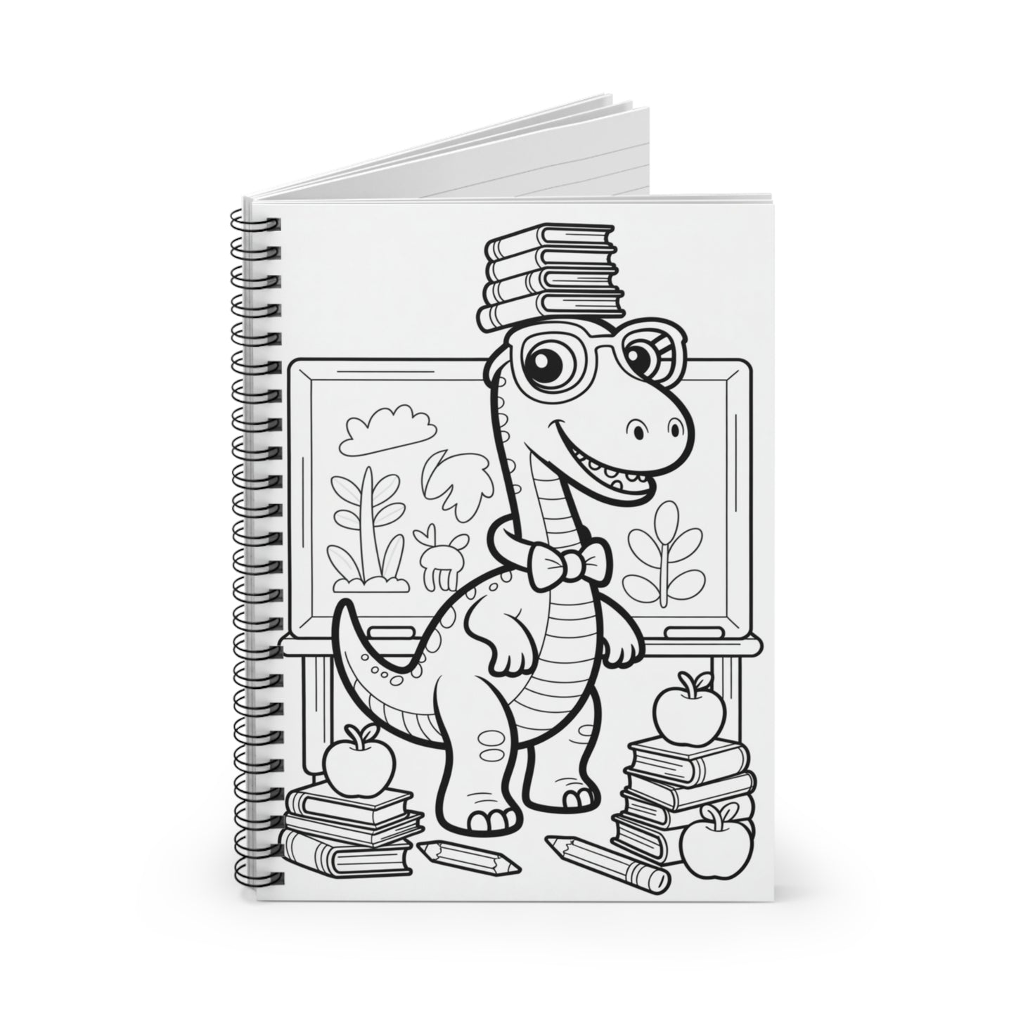 Cartoon Brontosaurus - Lined Spiral Notebook