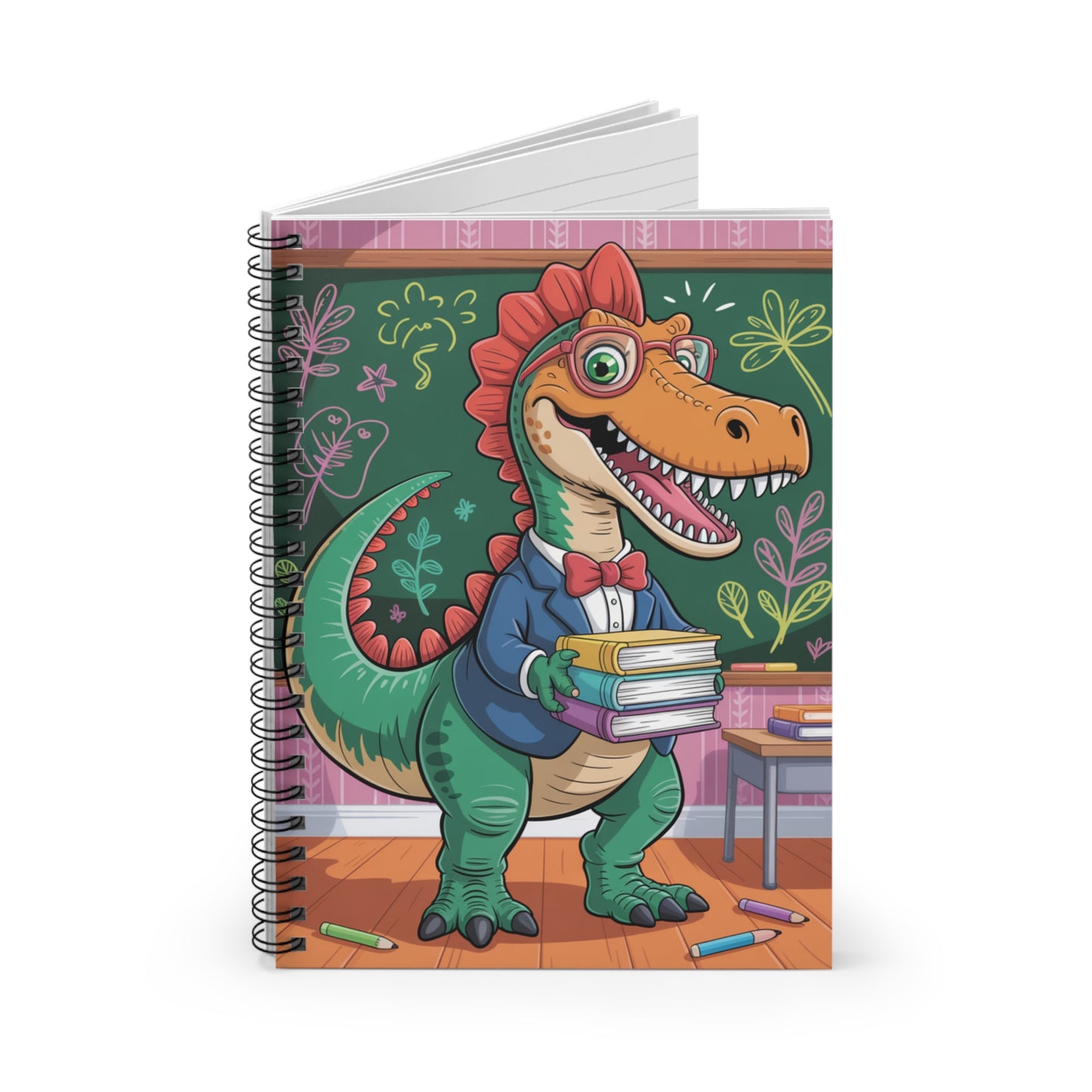 Cartoon Spinosaurus - Lined Spiral Notebook