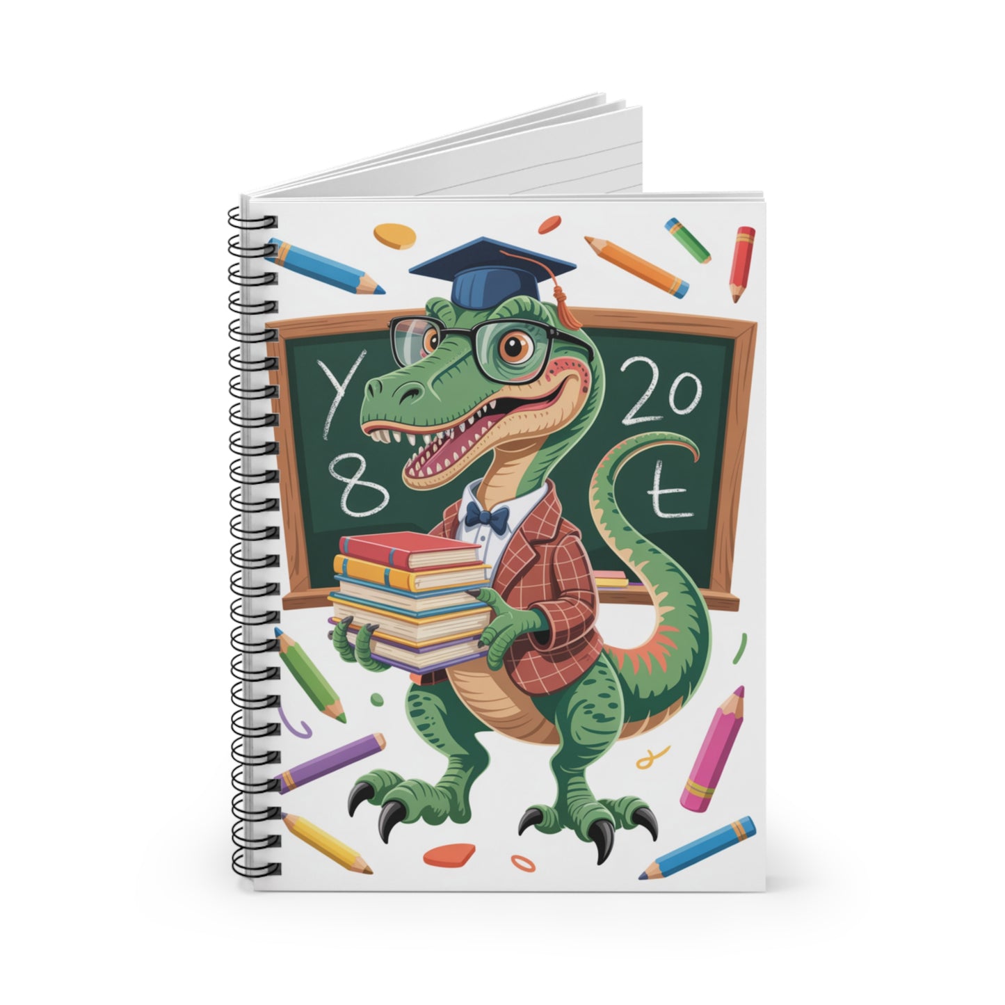 Cartoon T.Rex - Lined Spiral Notebook
