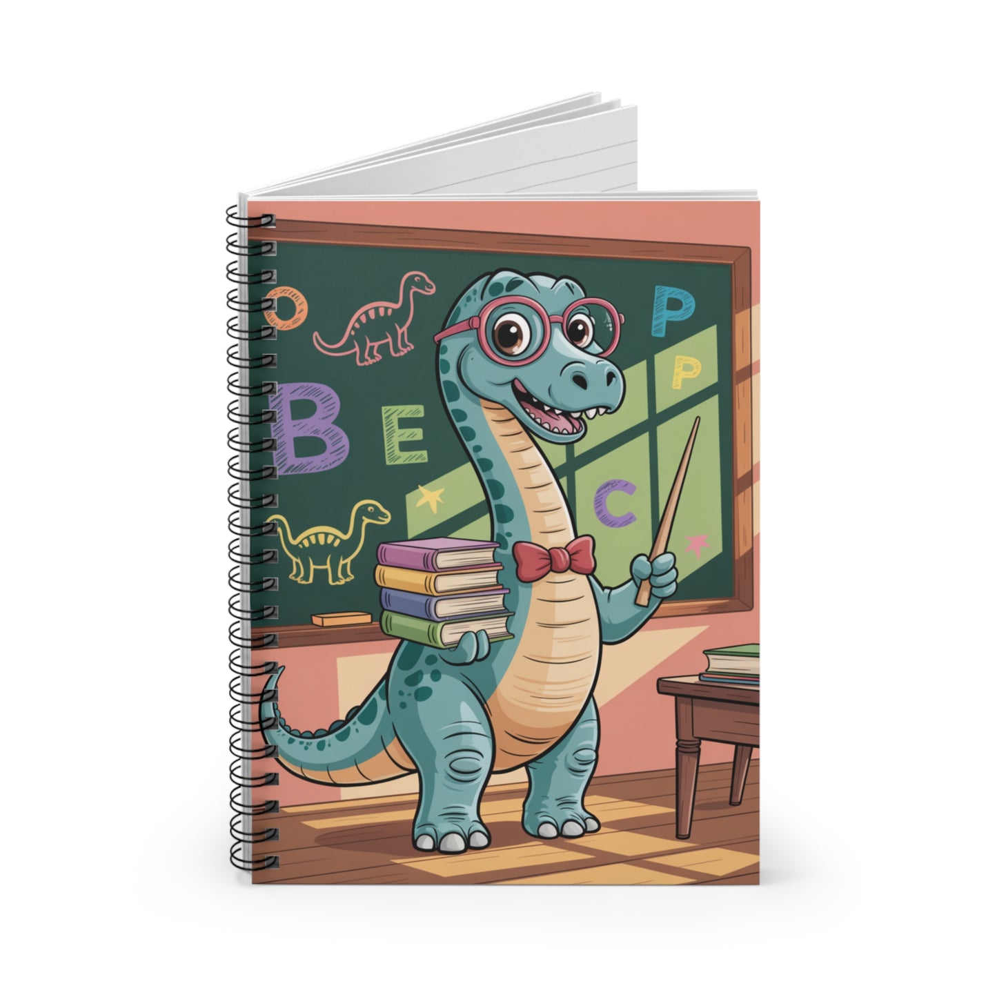Cartoon Diplodocus - Lined Spiral Notebook