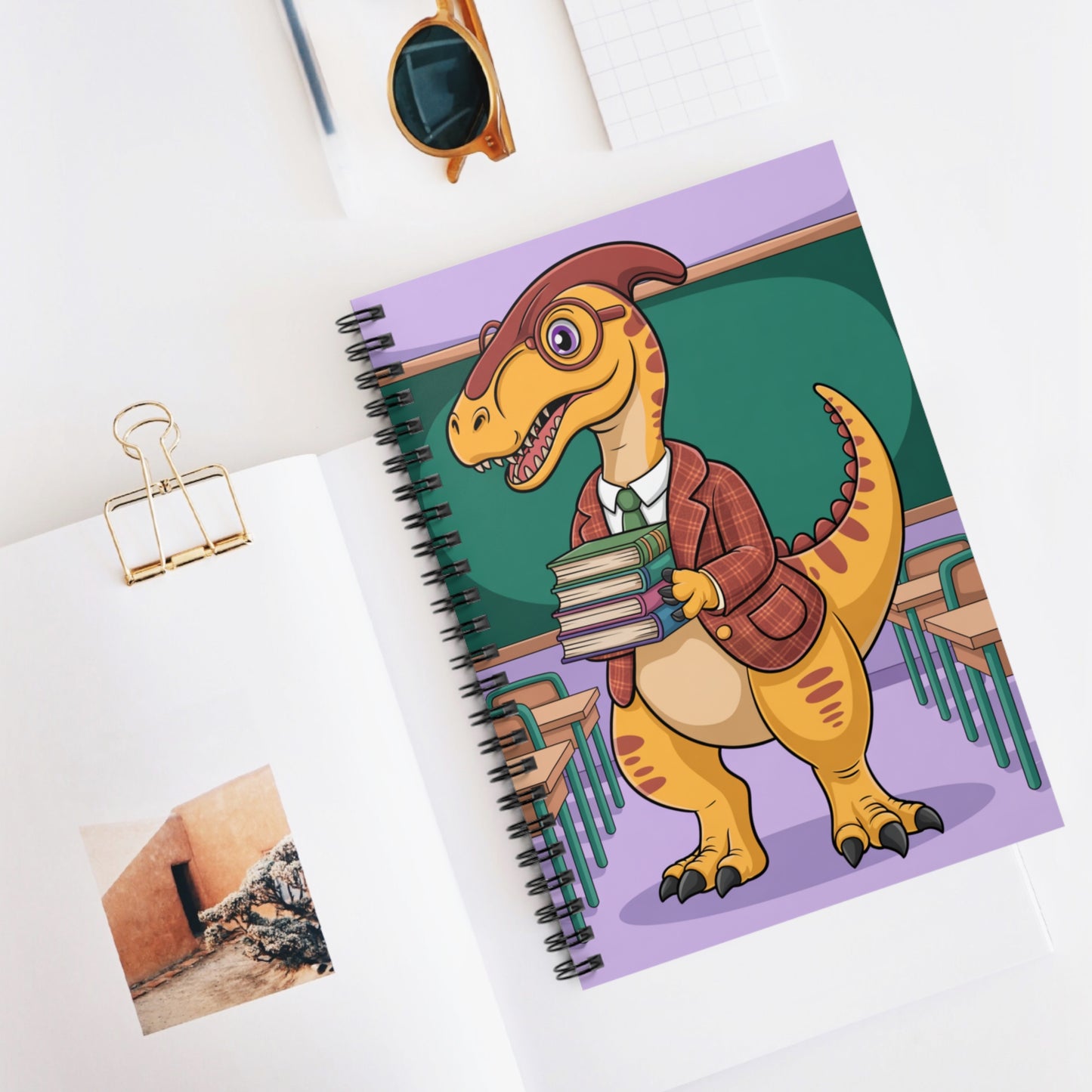 Cartoon Parasaurolophus - Lined Spiral Notebook