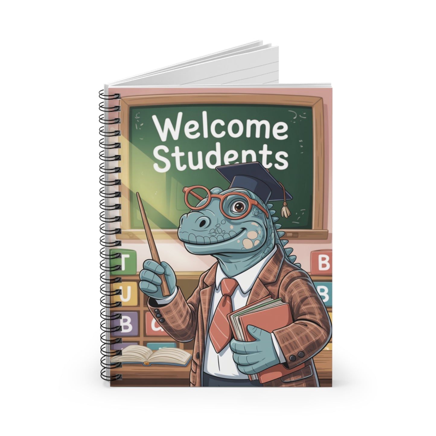 Cartoon Iguanodon - Lined Spiral Notebook