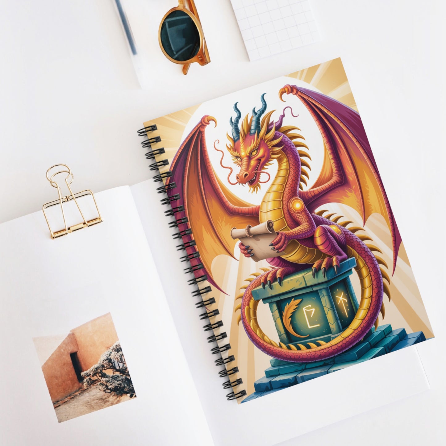 Golden Dragon - Lined Spiral Notebook