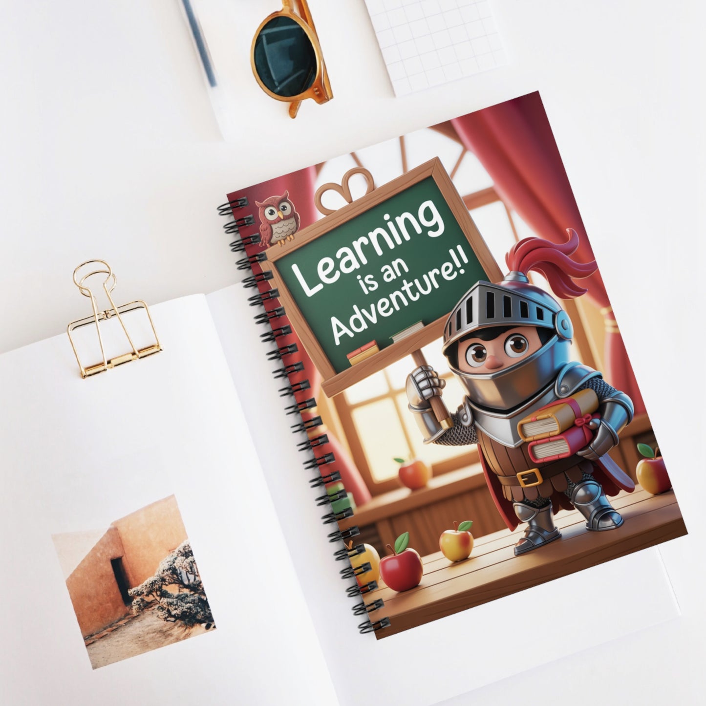 Cartoon Grey Knight - Lined Spiral Notebook