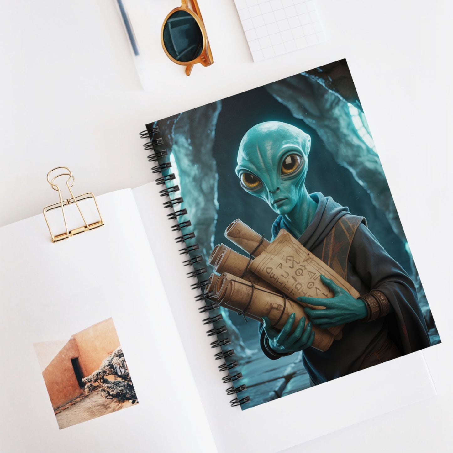 Blue Alien - Lined Spiral Notebook