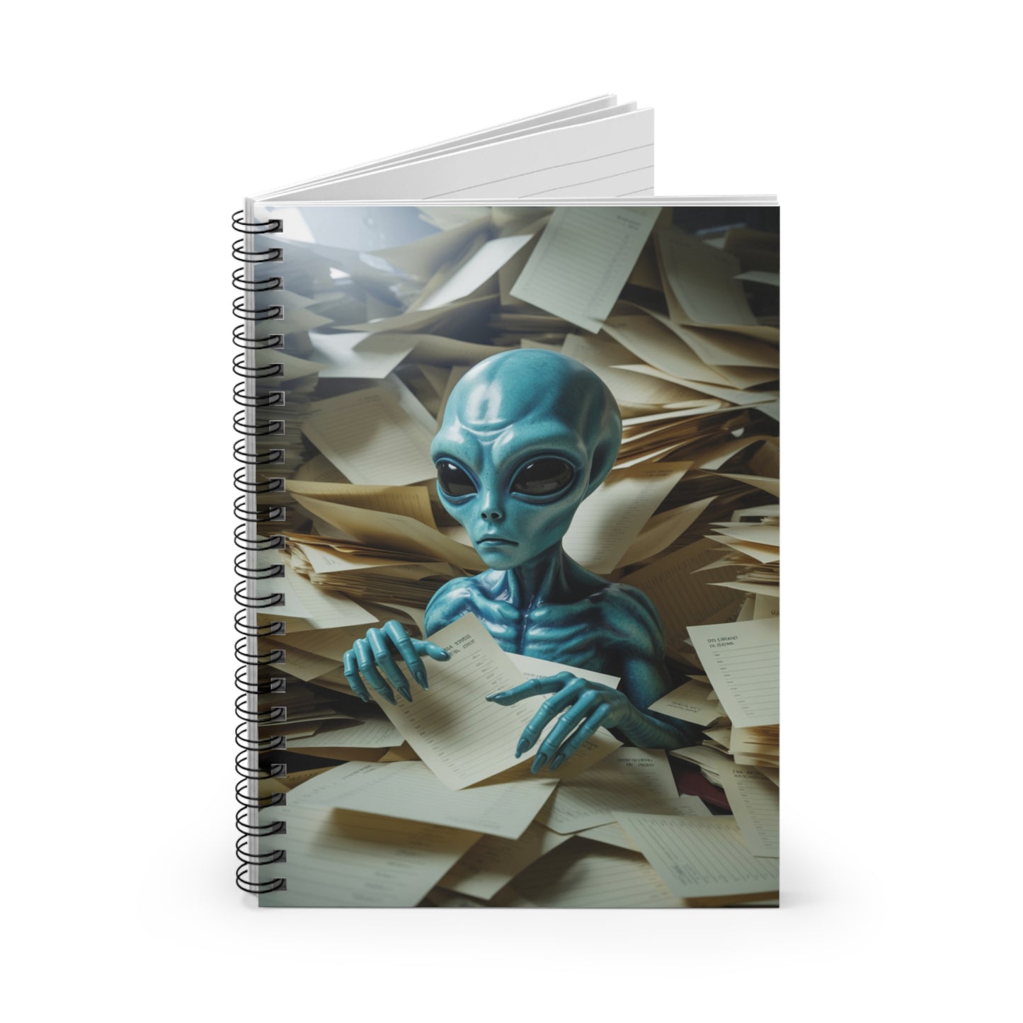 Blue Alien - Lined Spiral Notebook