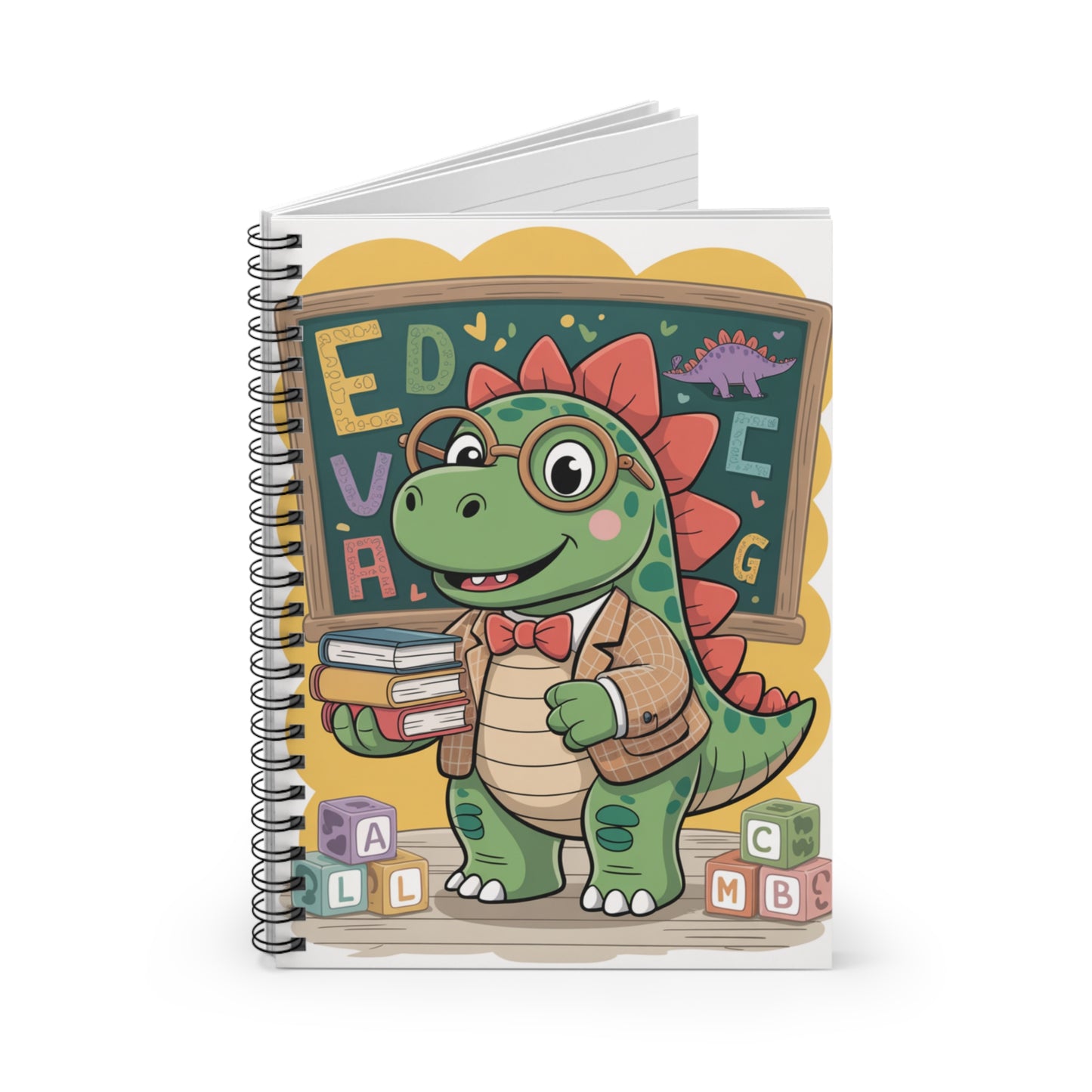 Cartoon Stegosaurus - Lined Spiral Notebook