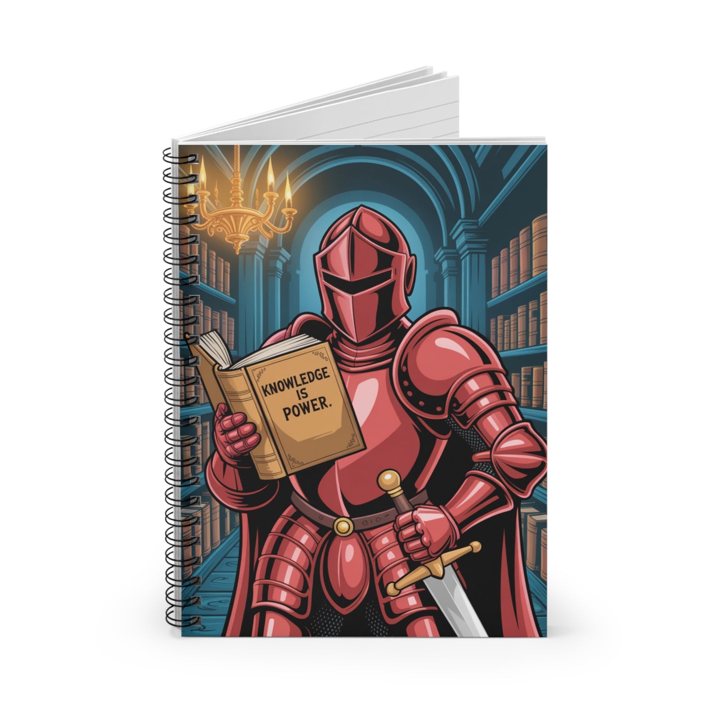 Cartoon Red Knight - Lined Spiral Notebook