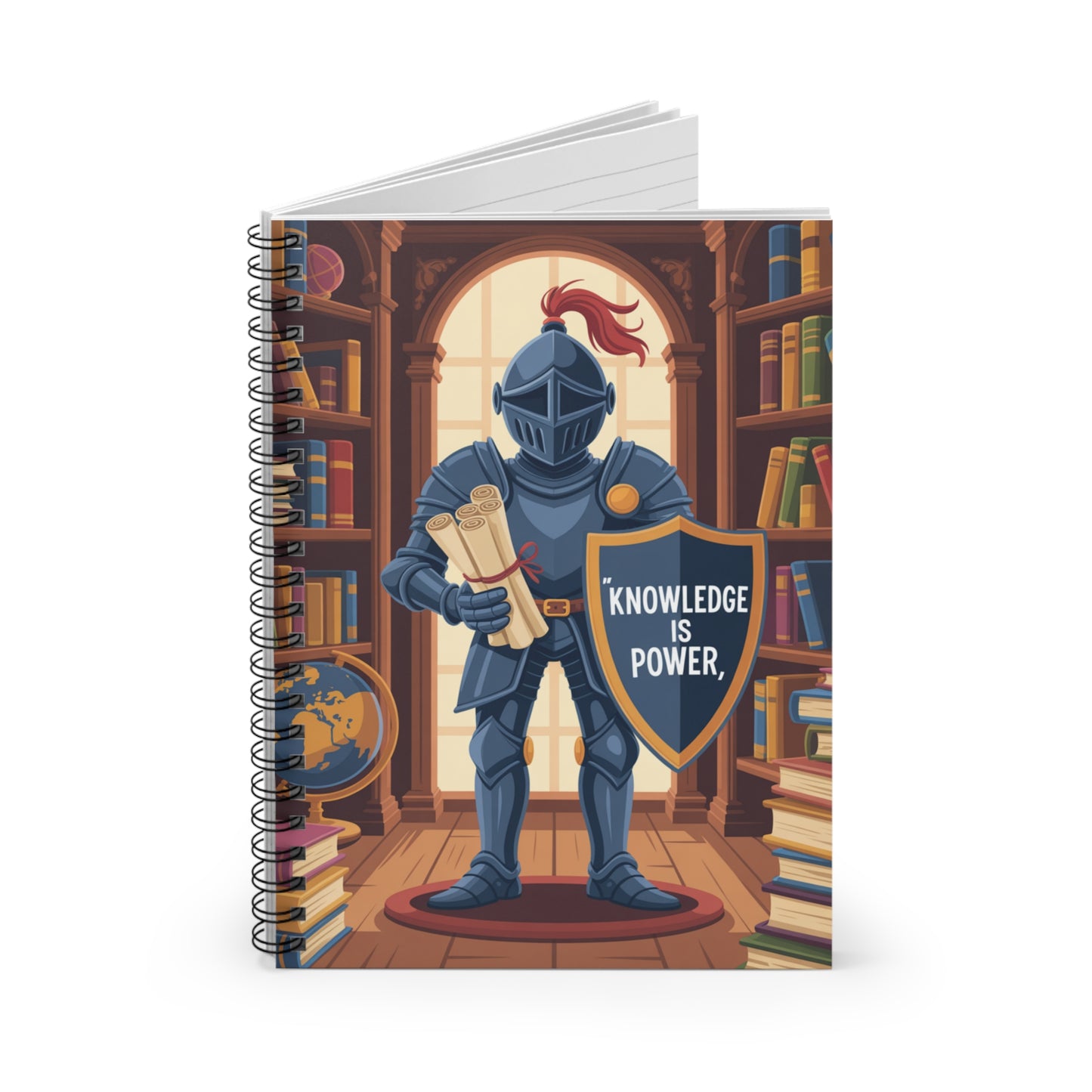 Cartoon Grey Knight - Lined Spiral Notebook