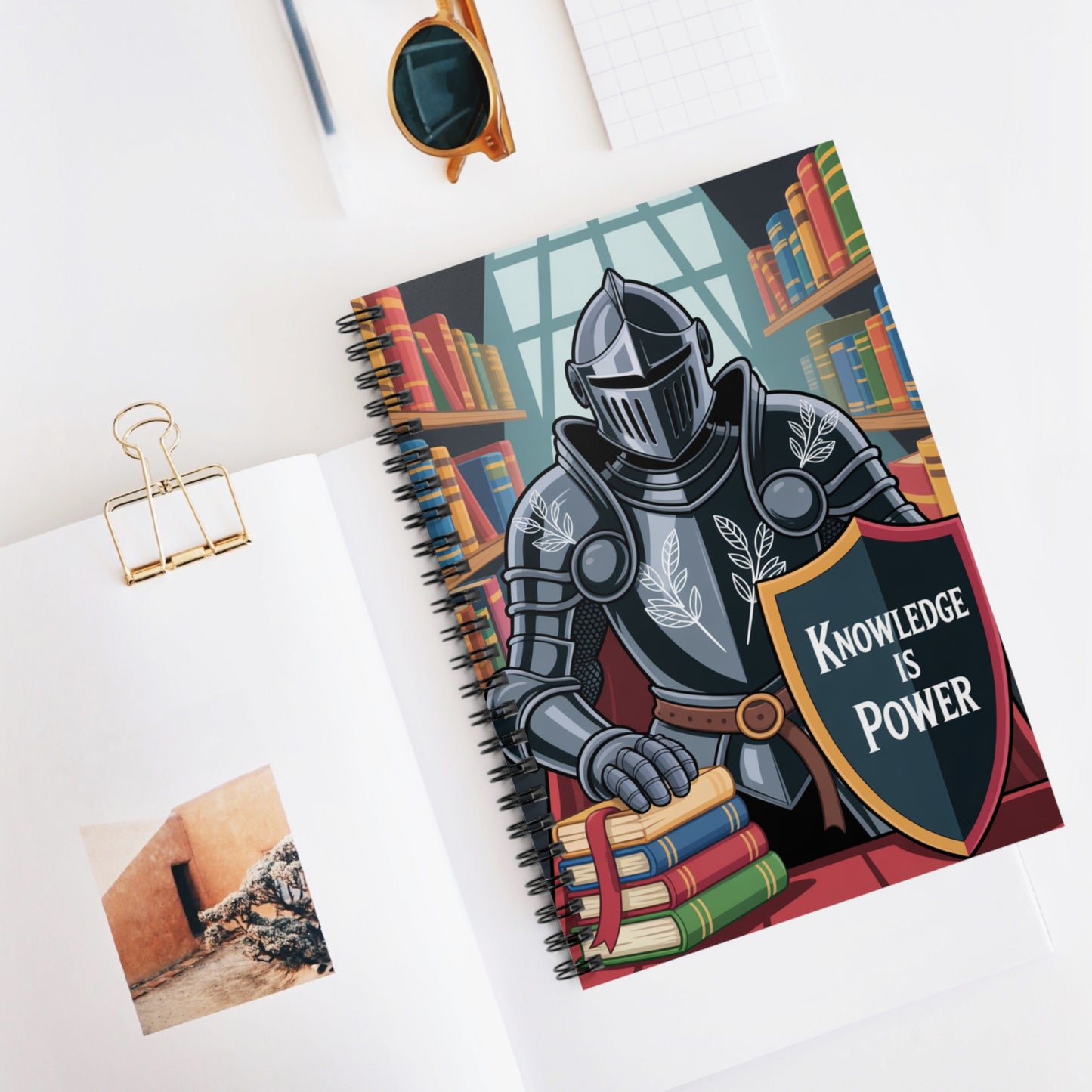 Cartoon Black Knight - Lined Spiral Notebook