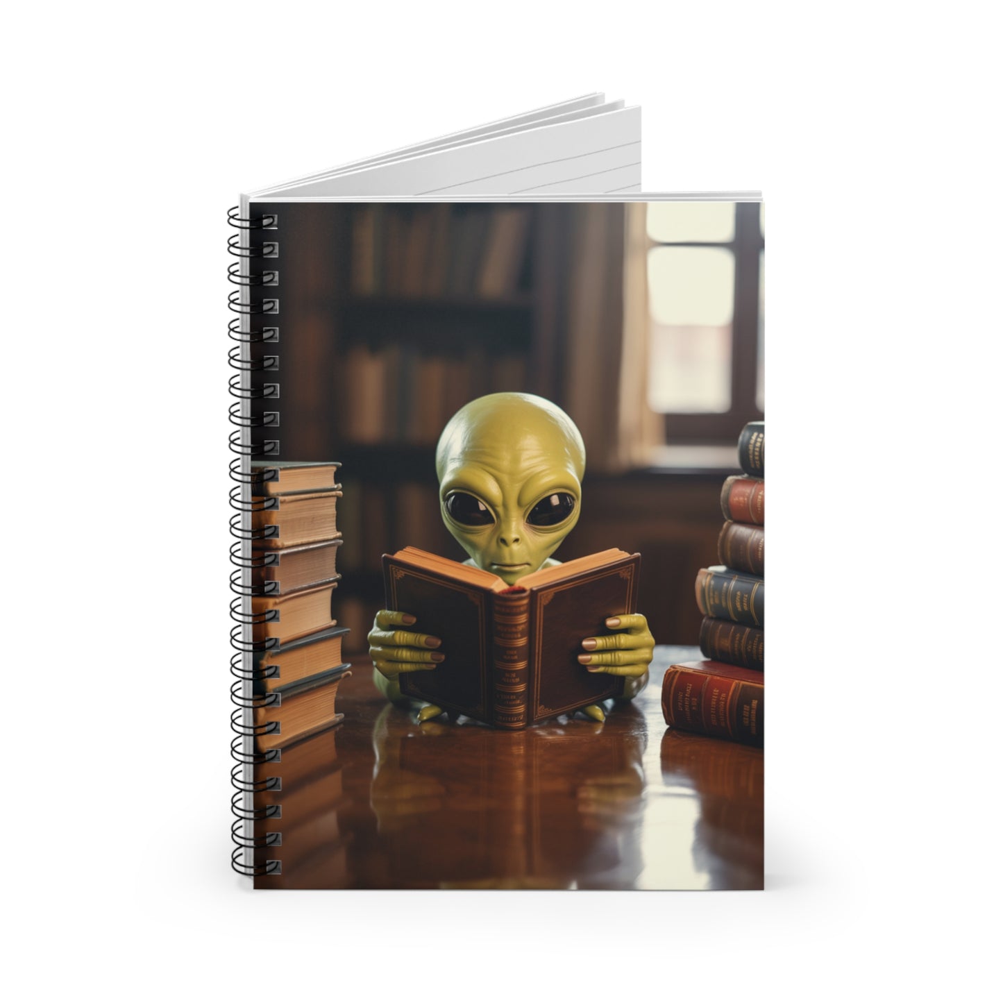 Green Alien - Lined Spiral Notebook