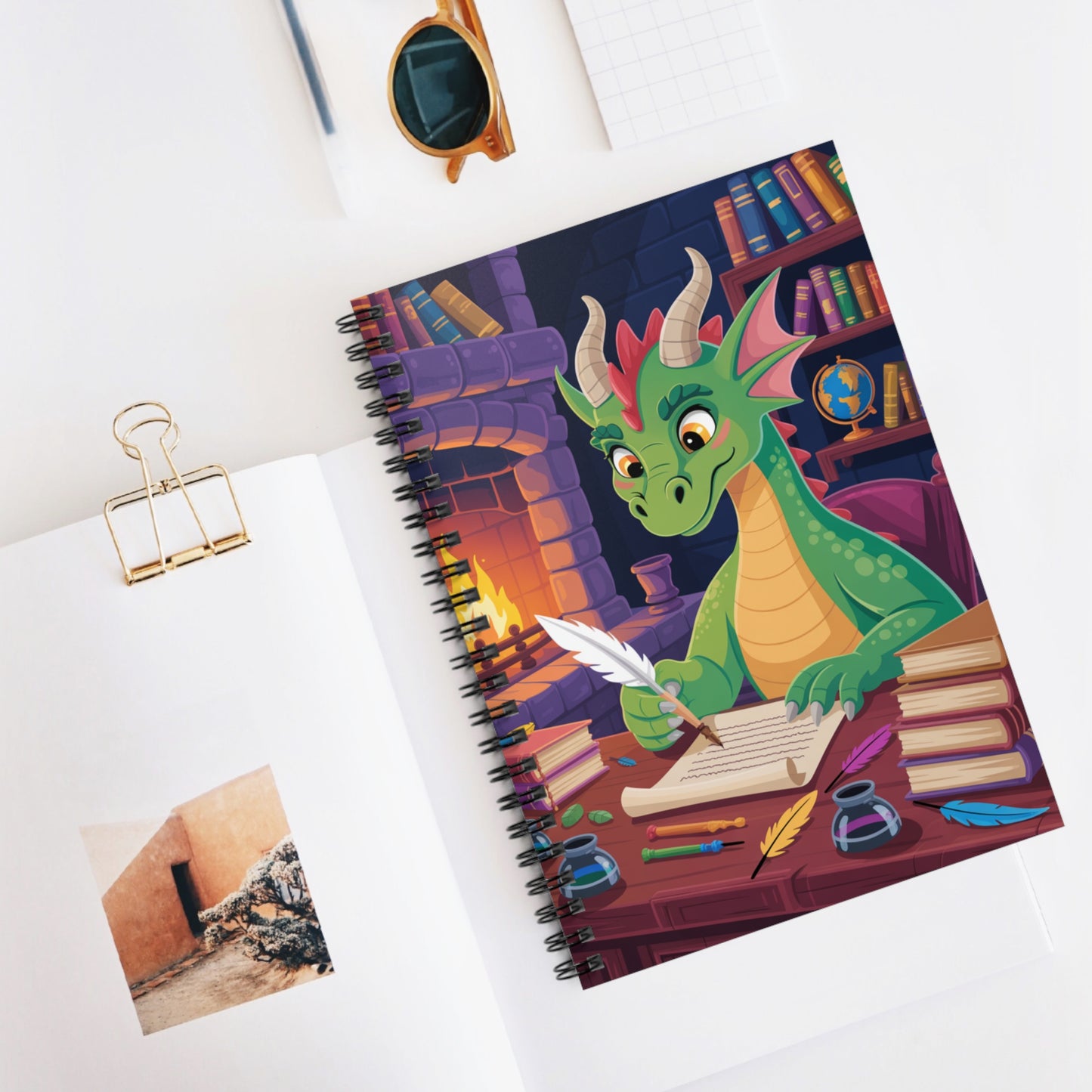 Green Dragon - Lined Spiral Notebook