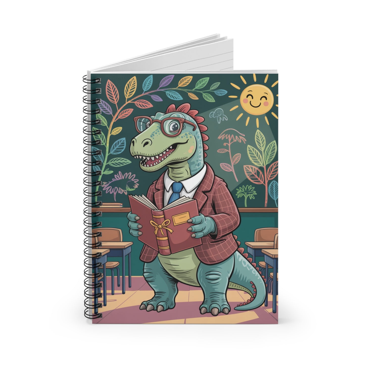 Cartoon Allosaurus - Lines Spiral Notebook