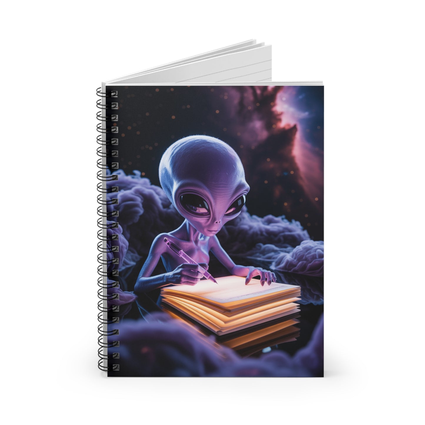 Purple Alien - Lined Spiral Notebook