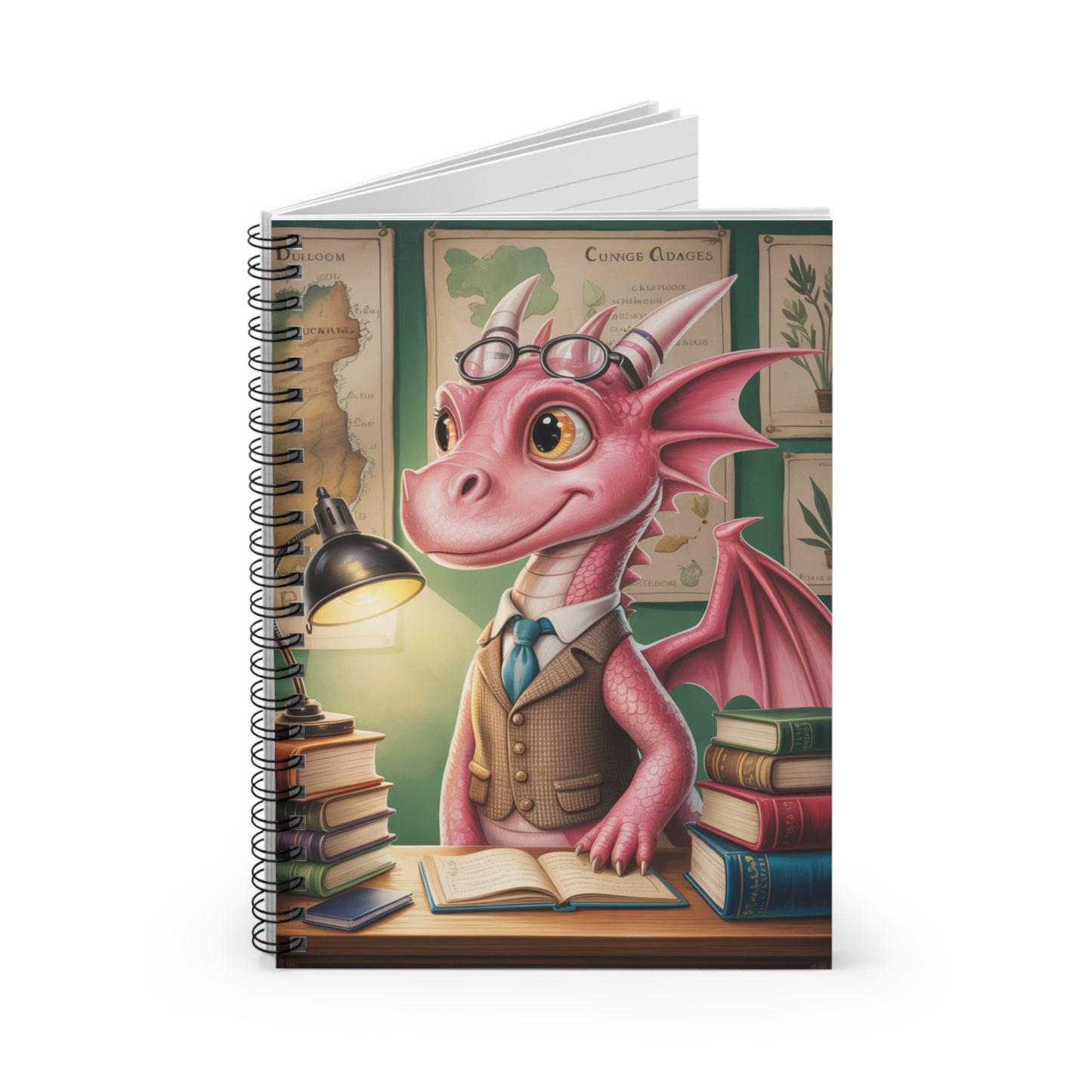Pink Dragon - Lined Spiral Notebook