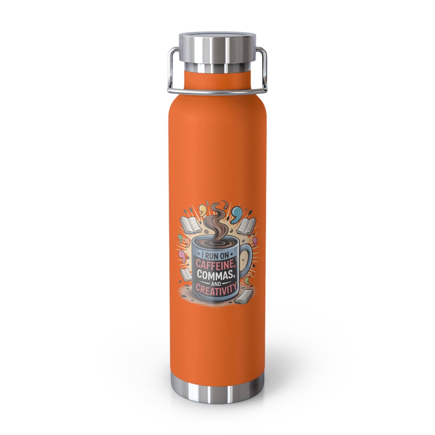 I Run On Caffeine, Commas, and Creativity -22oz Copper Teachers Tumbler