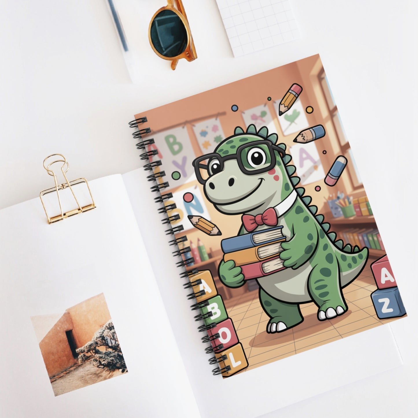Cartoon Allosaurus - Lined Spiral Notebook