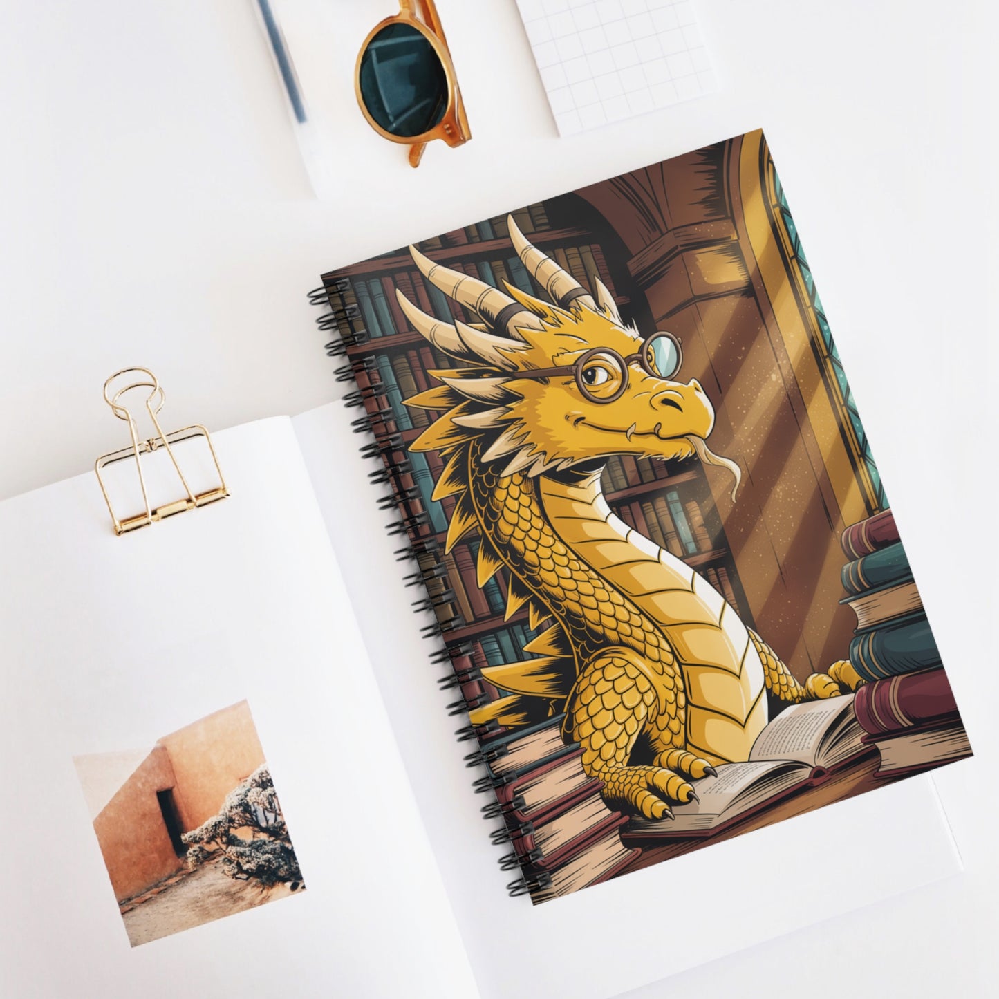 Yellow Dragon - Lined Spiral Notebook