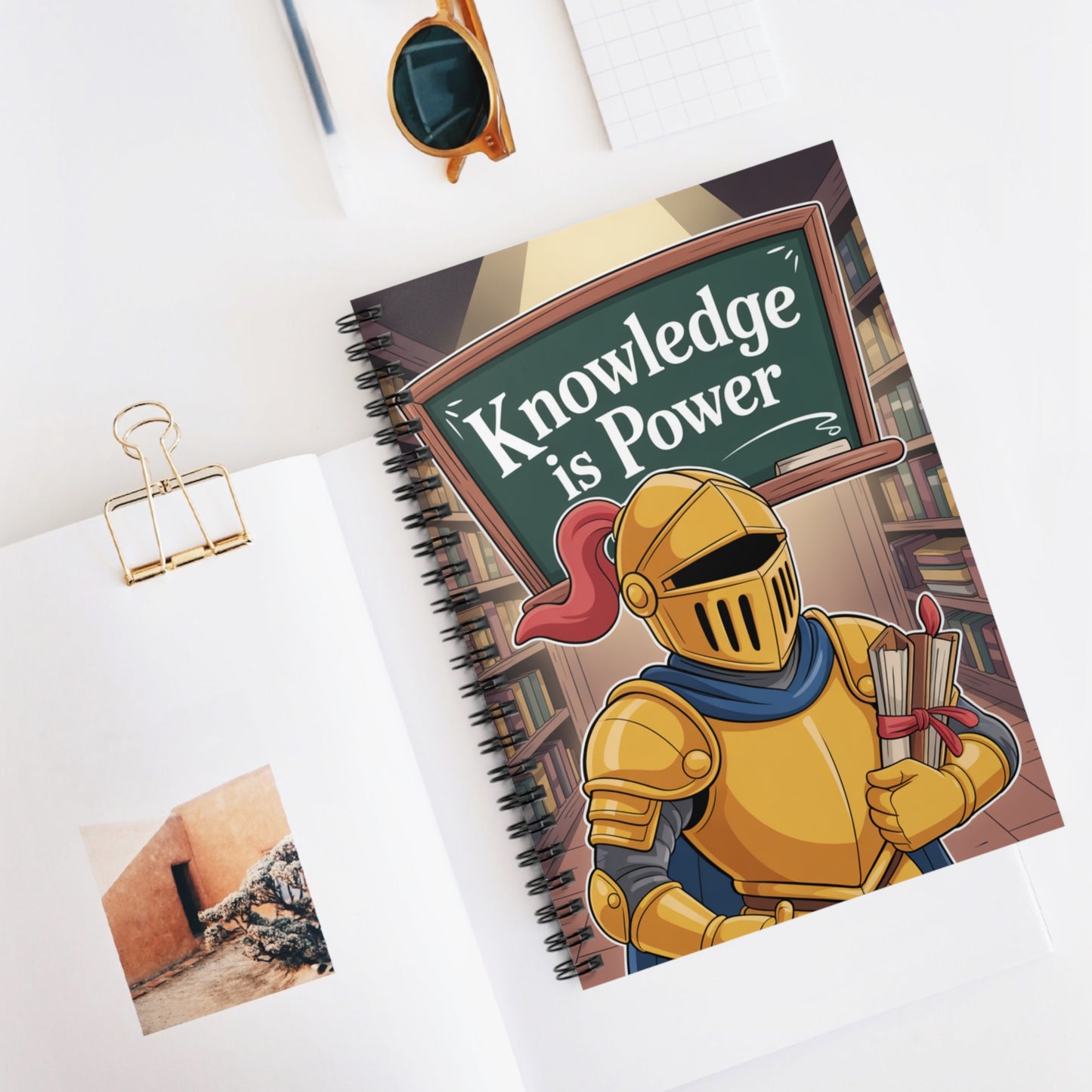 Cartoon Gold Knight - Lined Spiral Notebook