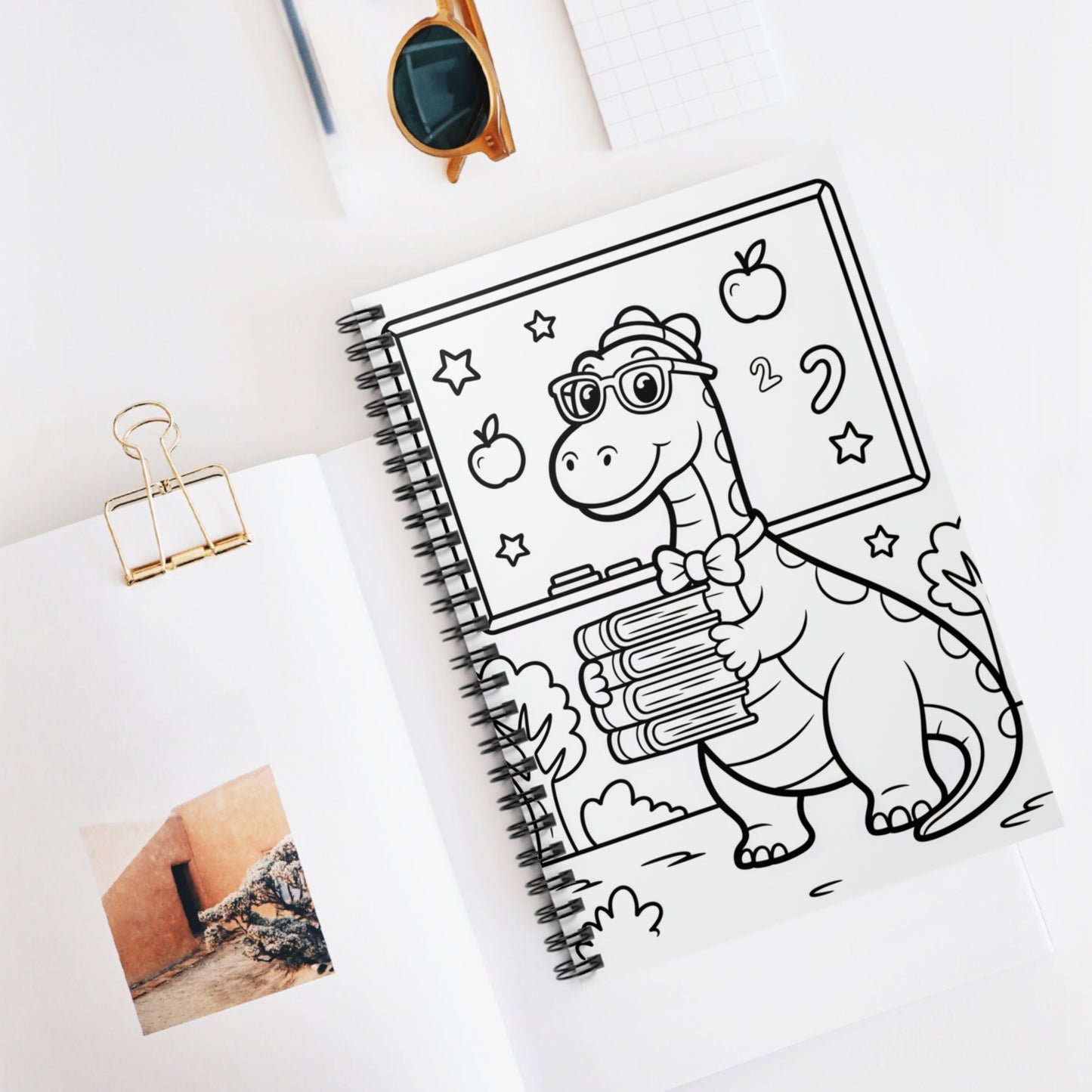 Cartoon Brontosaurus - Lined Spiral Notebook