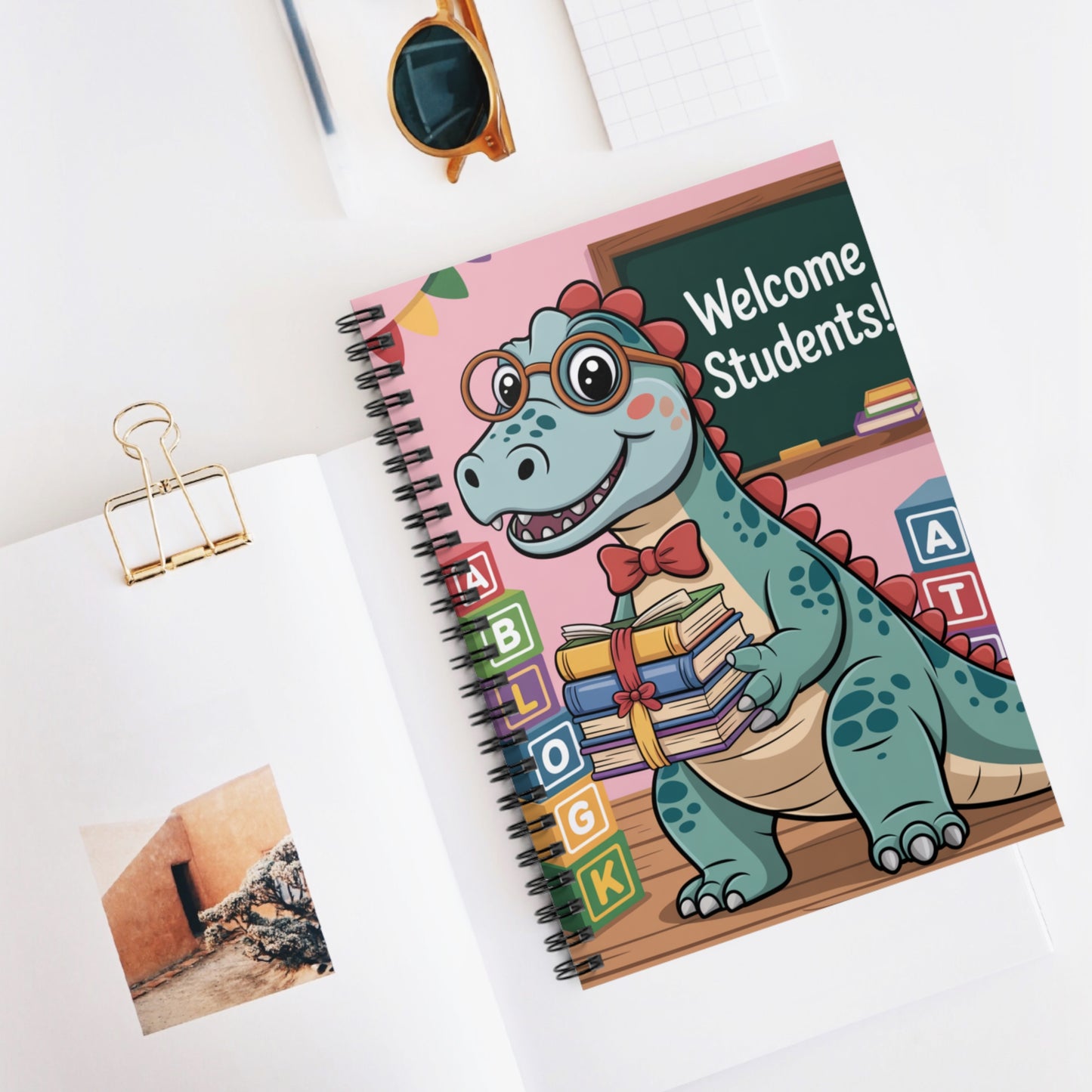 Cartoon Carnotaurus - Lined Spiral Notebook