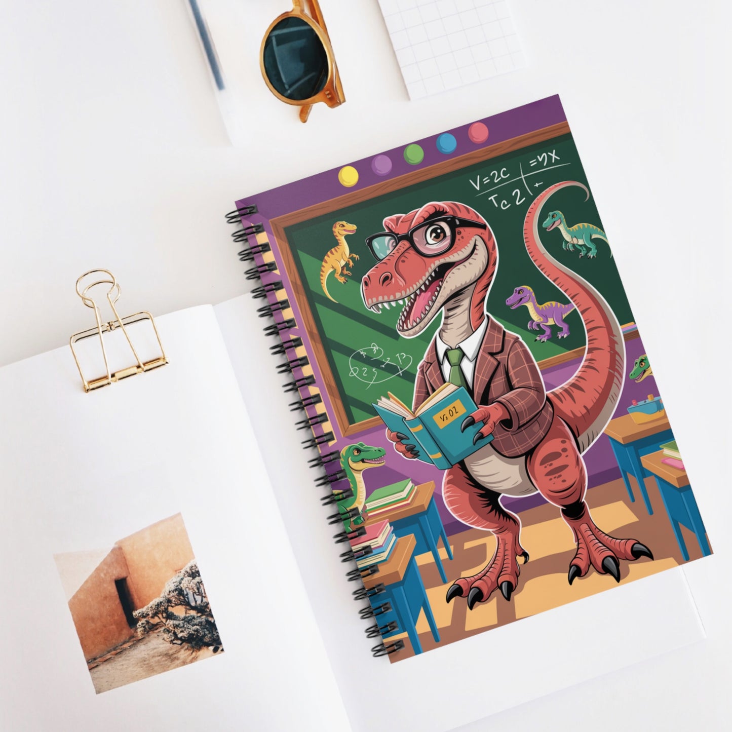 Cartoon T.Rex - Lines Spiral Notebook