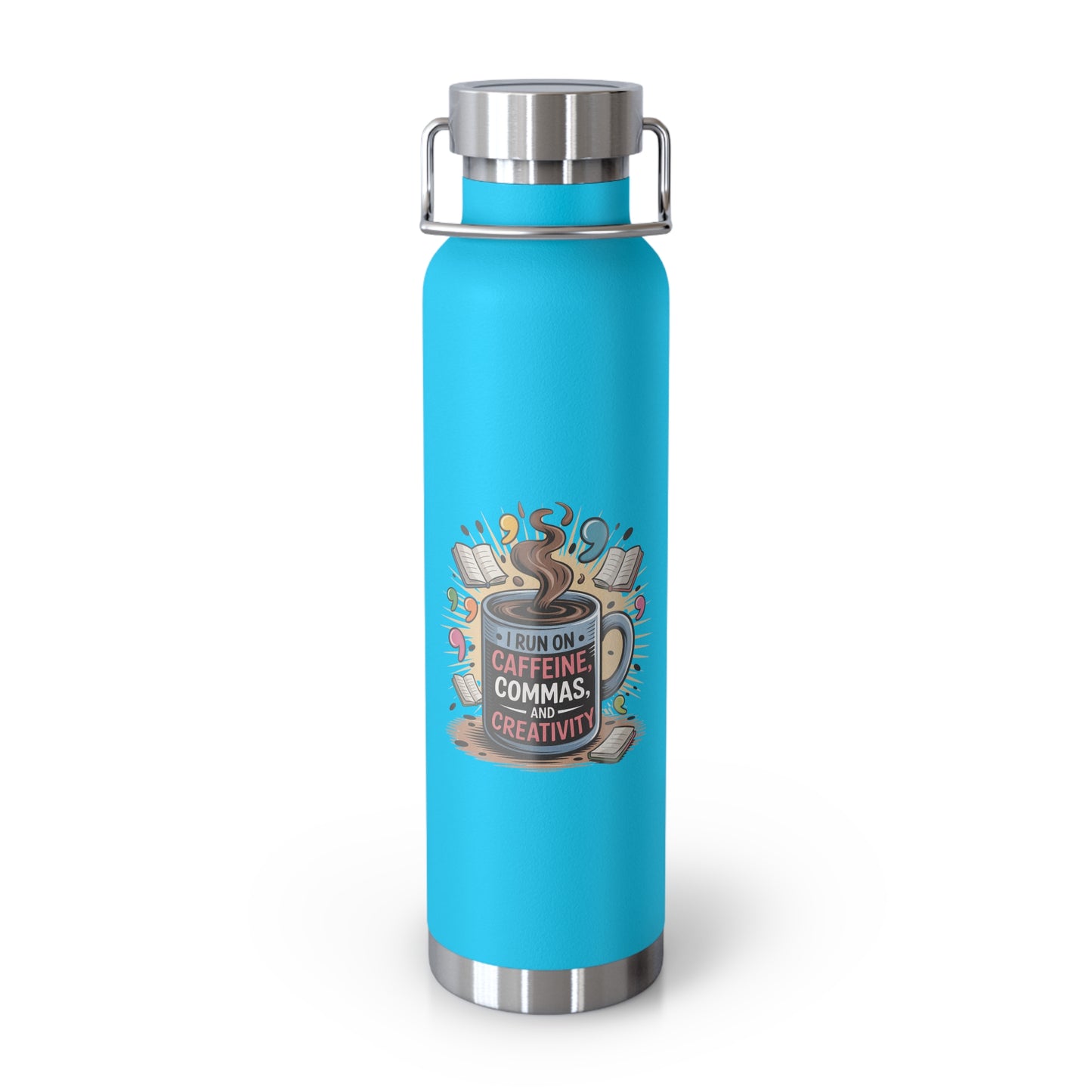 I Run On Caffeine, Commas, and Creativity -22oz Copper Teachers Tumbler