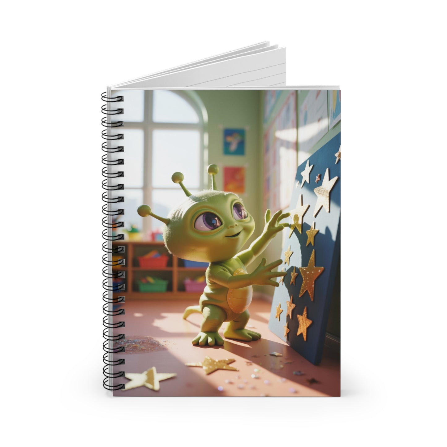 Green Baby Alien - Lined Spiral Notebook