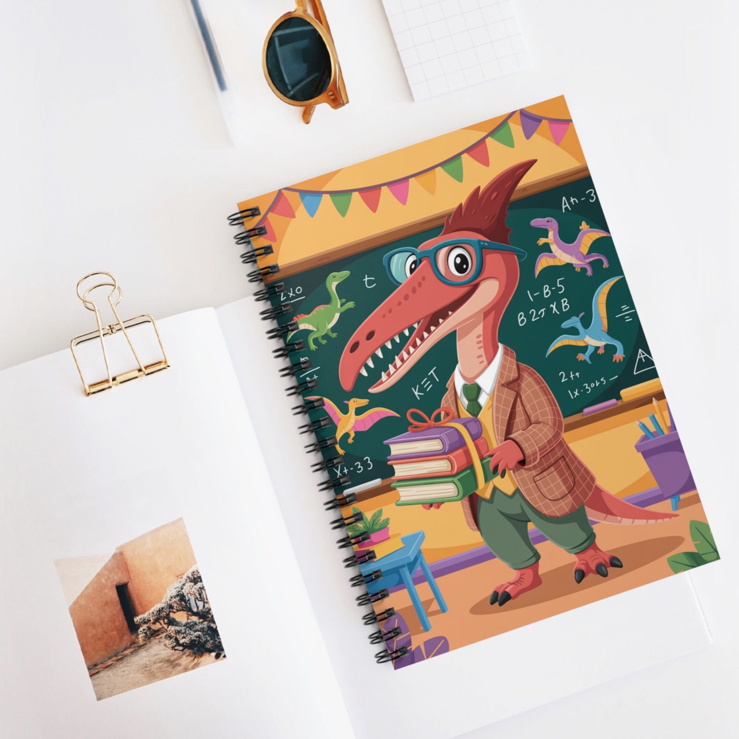 Cartoon Pteranodon - Lines Spiral Notebook