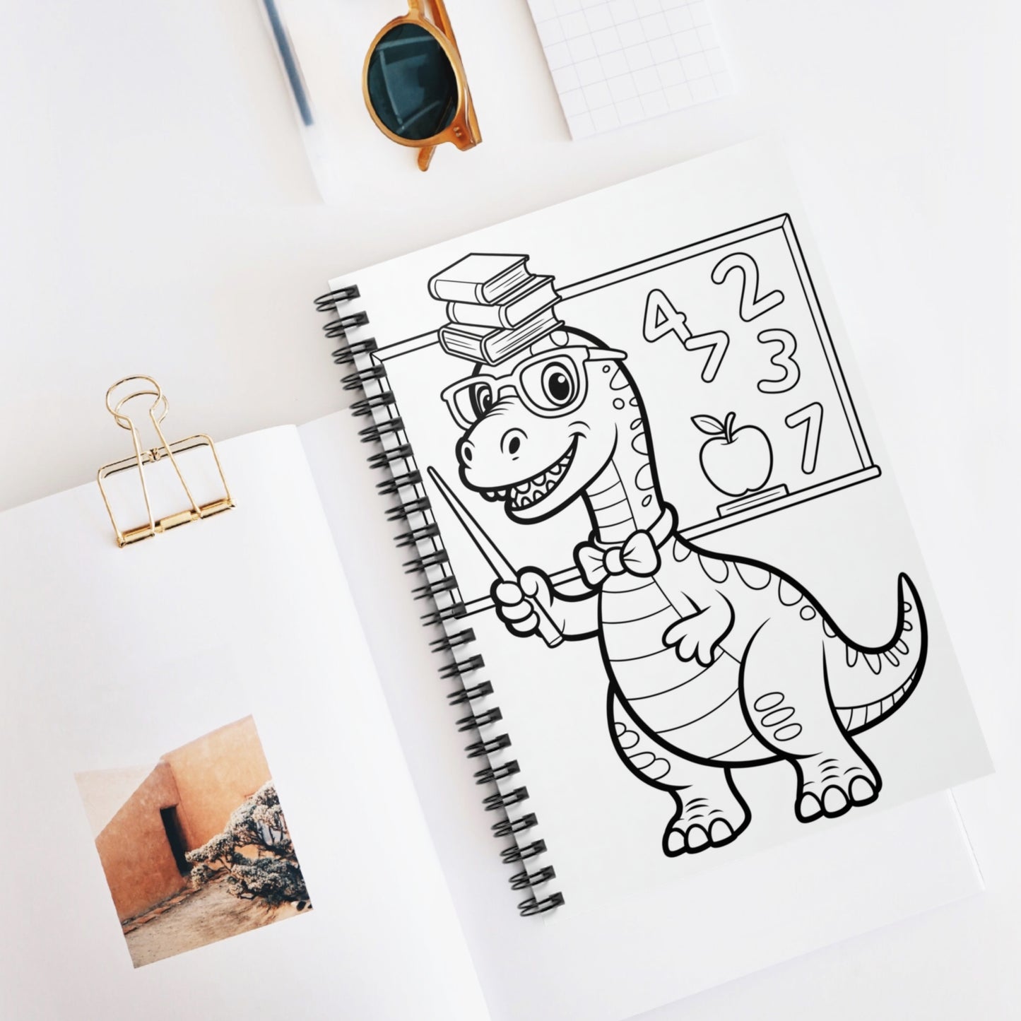 Cartoon Brontosaurus - Lined Spiral Notebook
