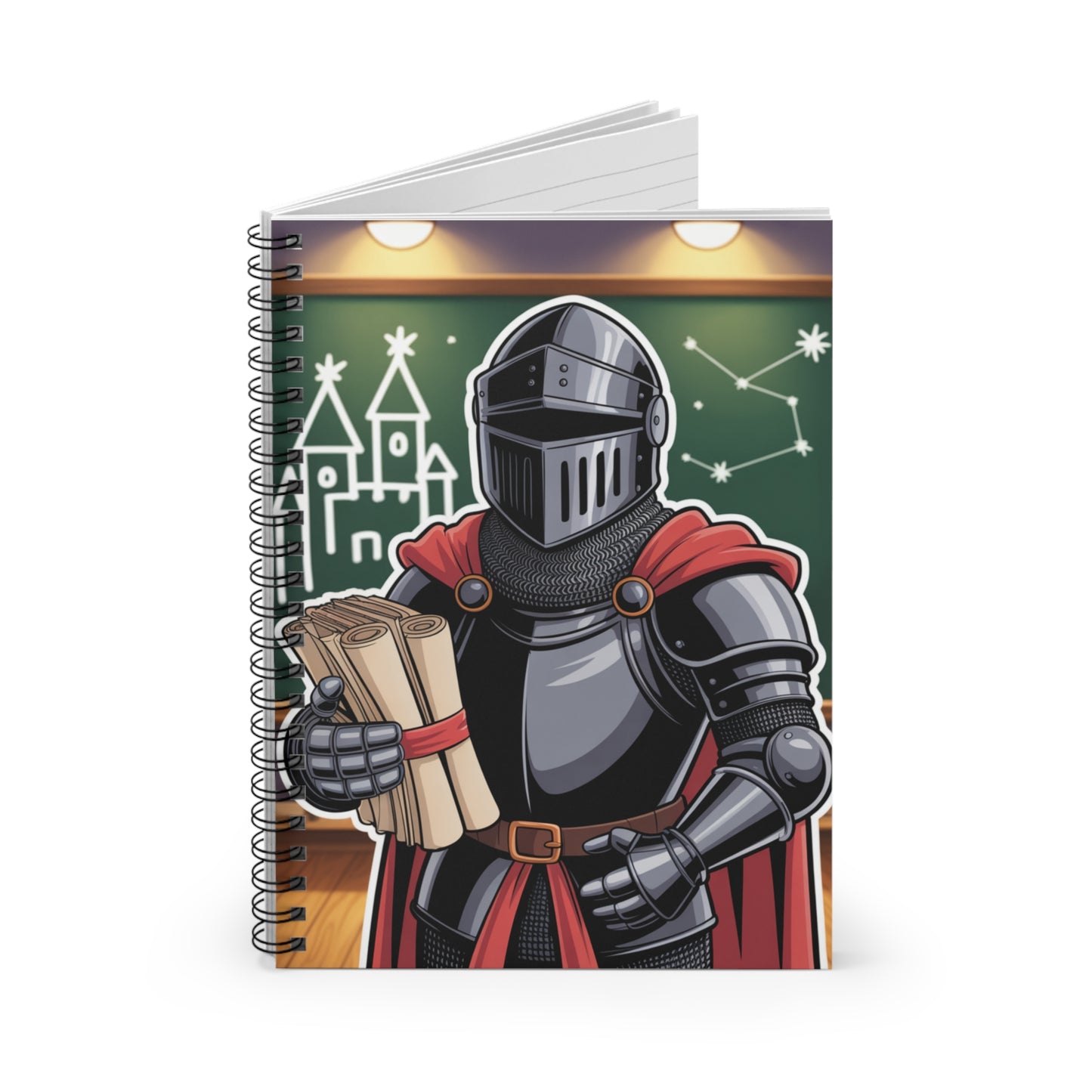 Cartoon Black Knight - Lined Spiral Notebook