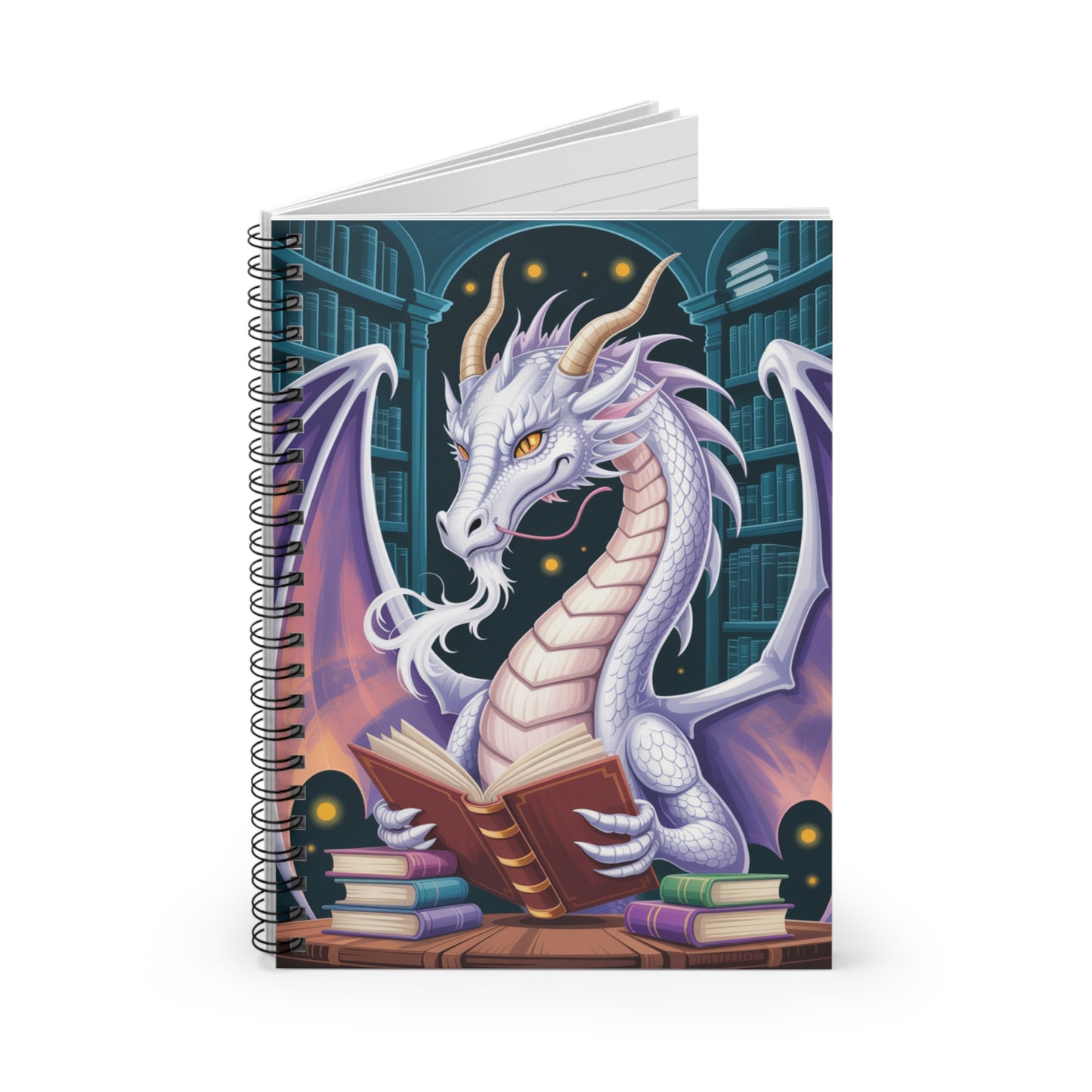 White Dragon - Lined Spiral Notebook