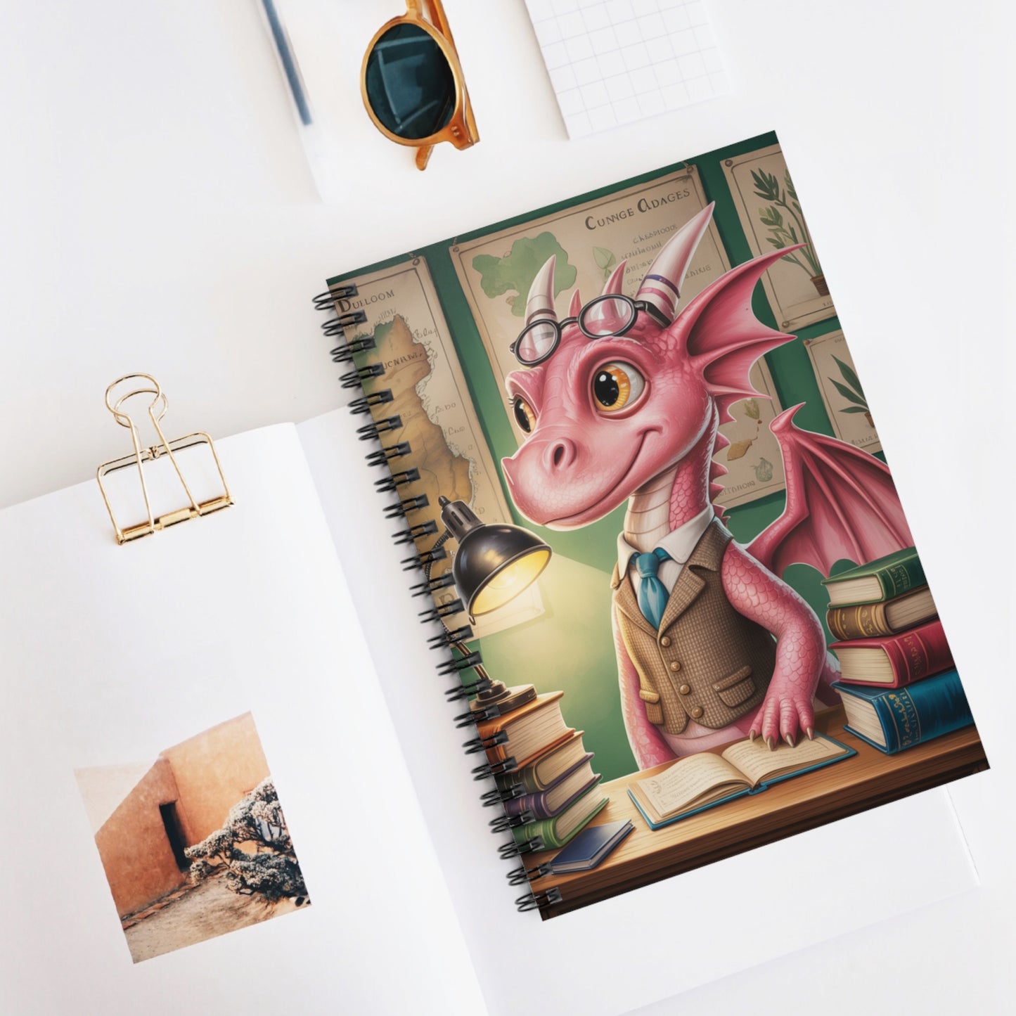 Pink Dragon - Lined Spiral Notebook