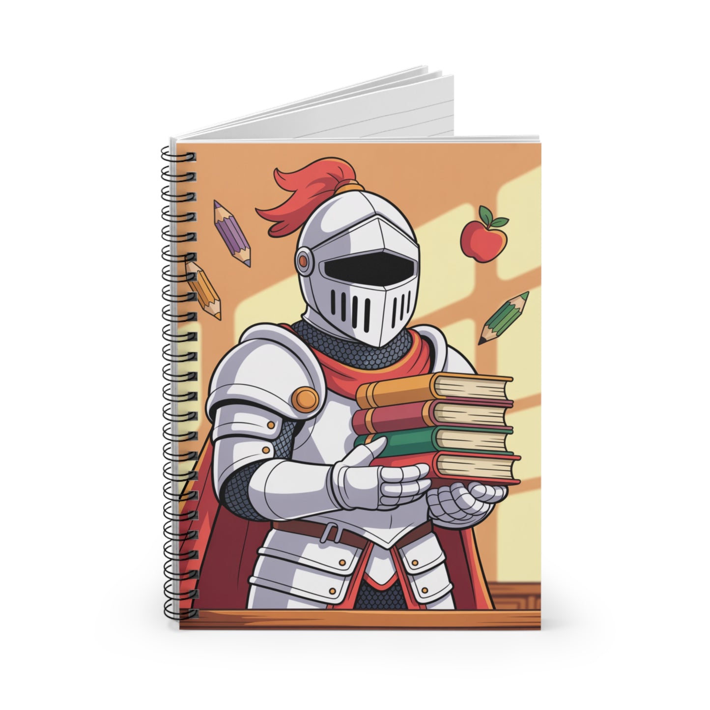 Cartoon White Knight - Lined Spiral Notebook