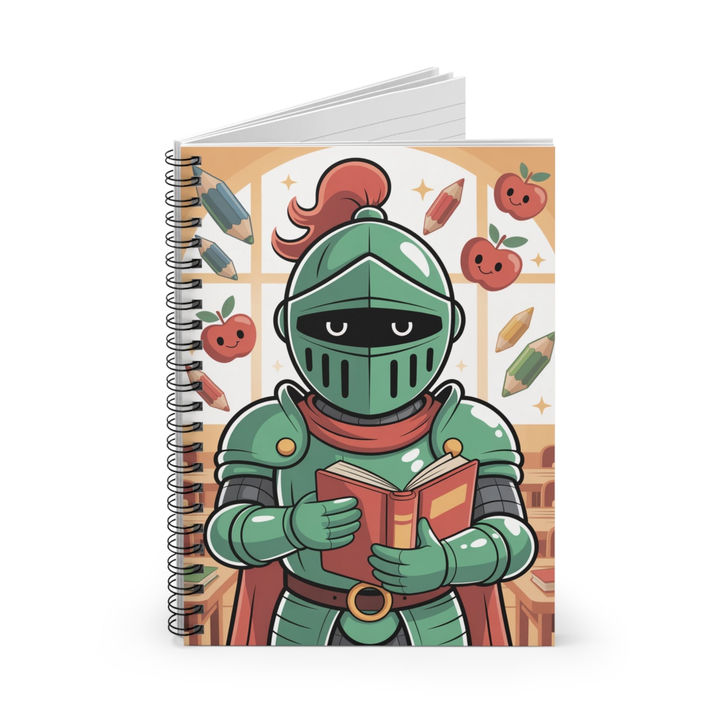 Cartoon Green Knight - Lined Spiral Notebook