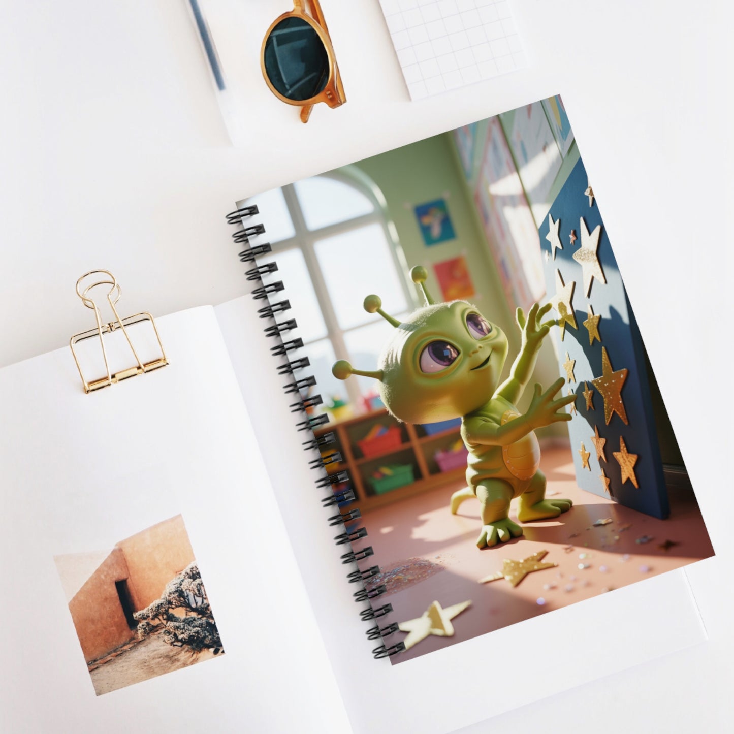 Green Baby Alien - Lined Spiral Notebook