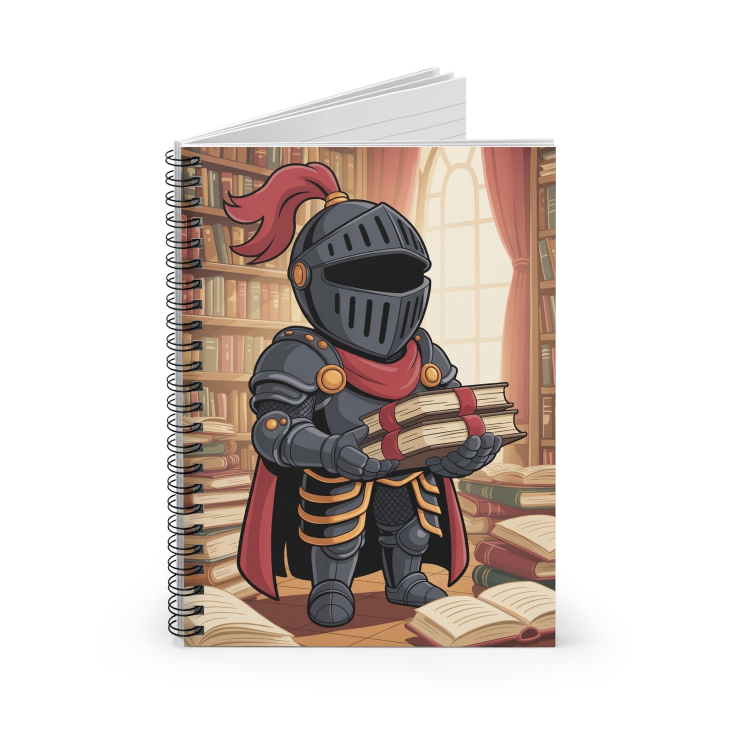 Cartoon Black Knight - Lined Spiral Notebook