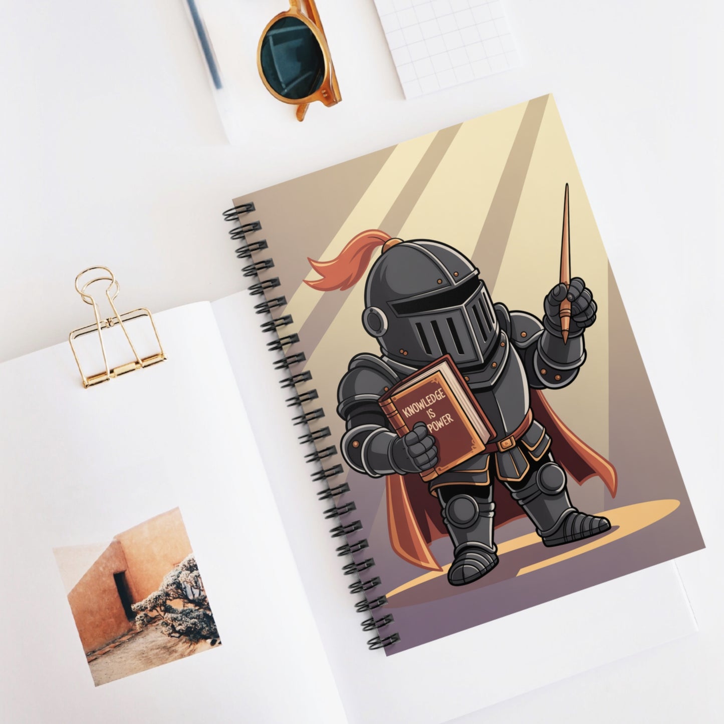 Cartoon Black Knight - Lined Spiral Notebook