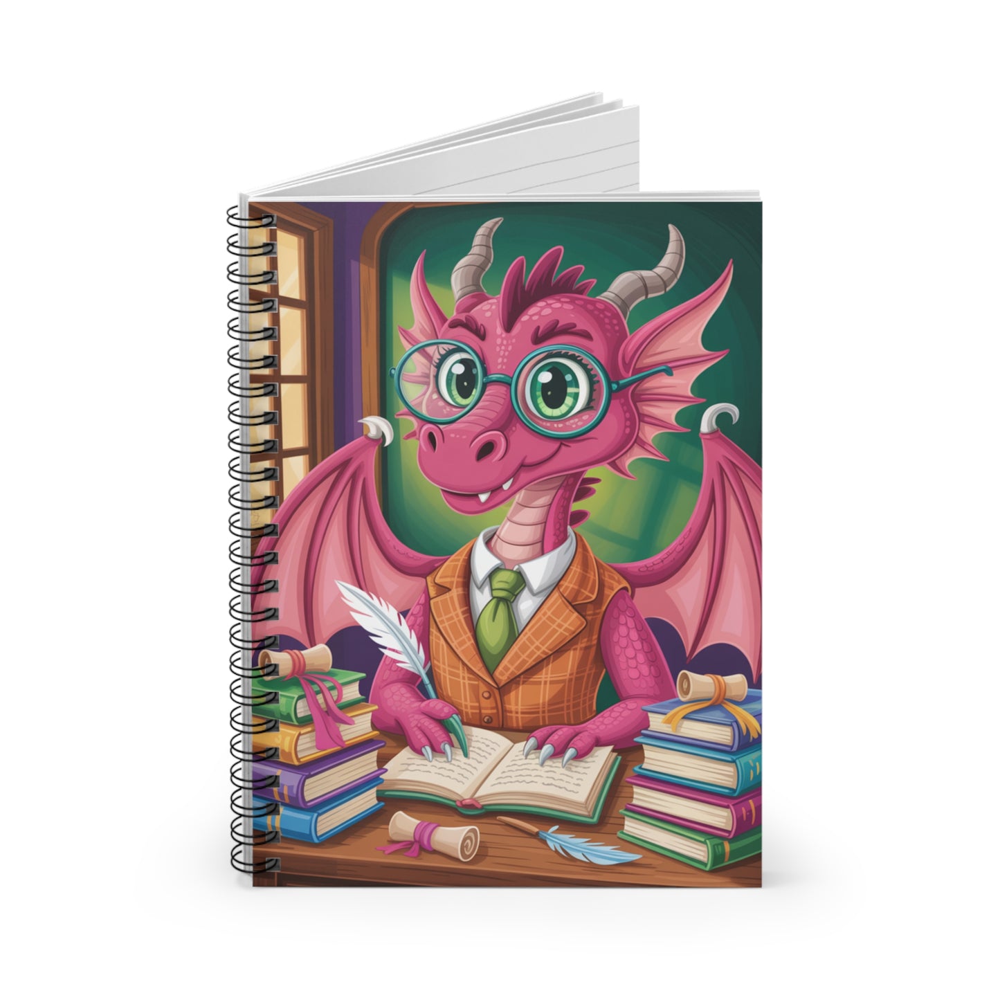 Pink Dragon - Lined Spiral Notebook