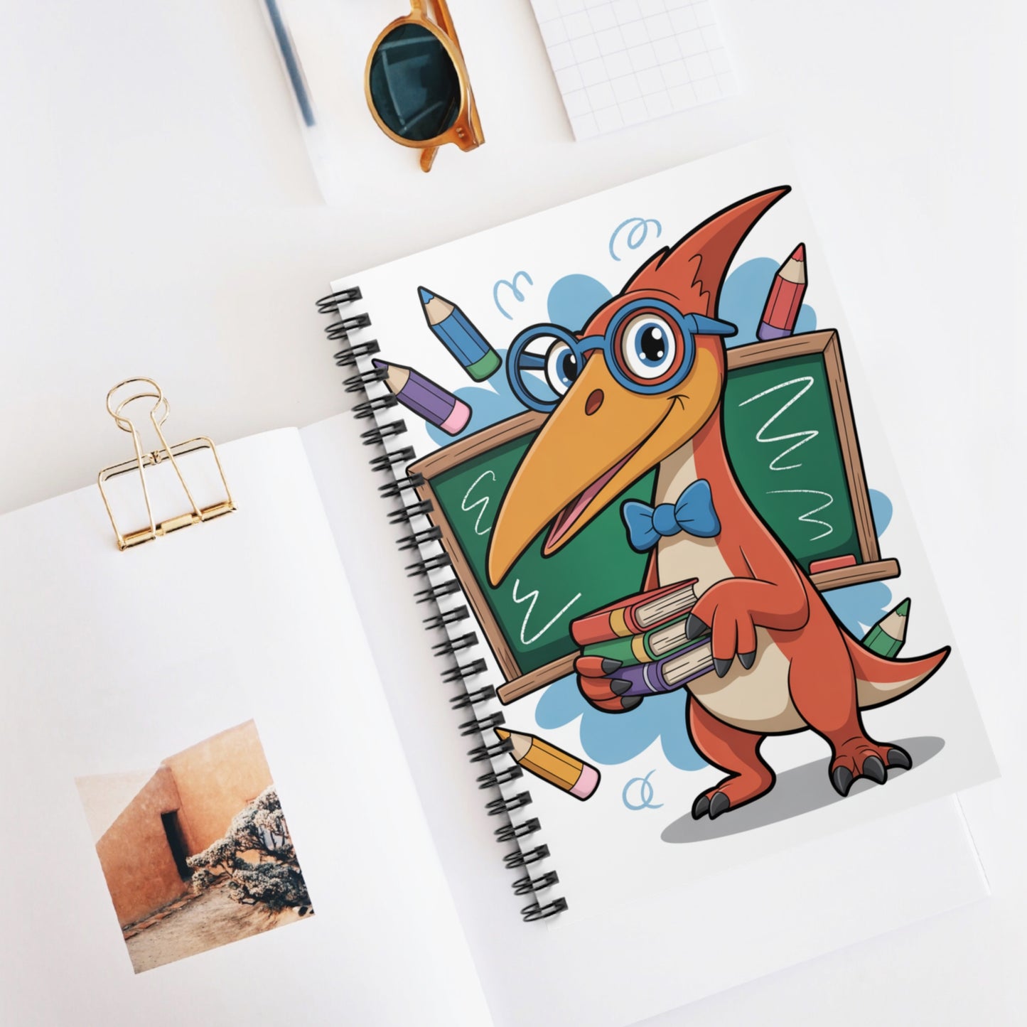 Cartoon Pteranodon - Lined Spiral Notebook
