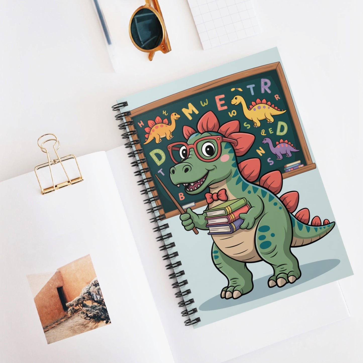 Cartoon Stegosaurus - Lined Spiral Notebook