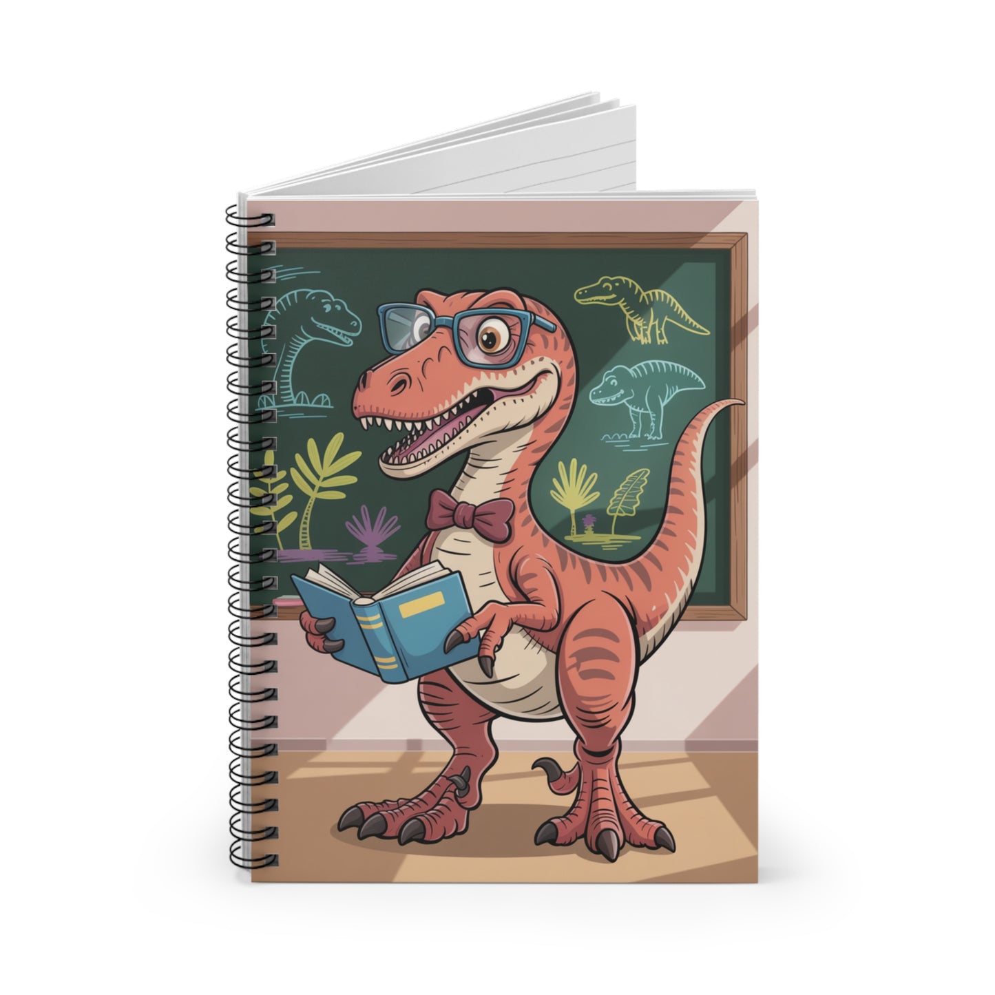 Cartoon Velociraptor - Lined Spiral Notebook