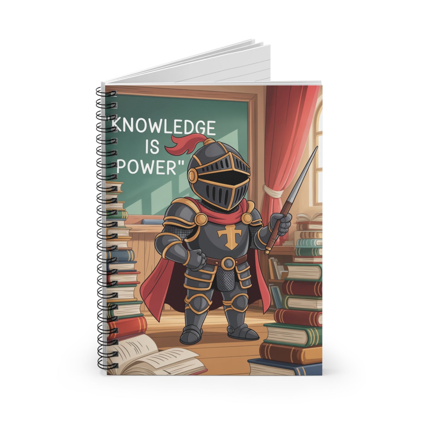 Cartoon Black Knight - Lined Spiral Notebook